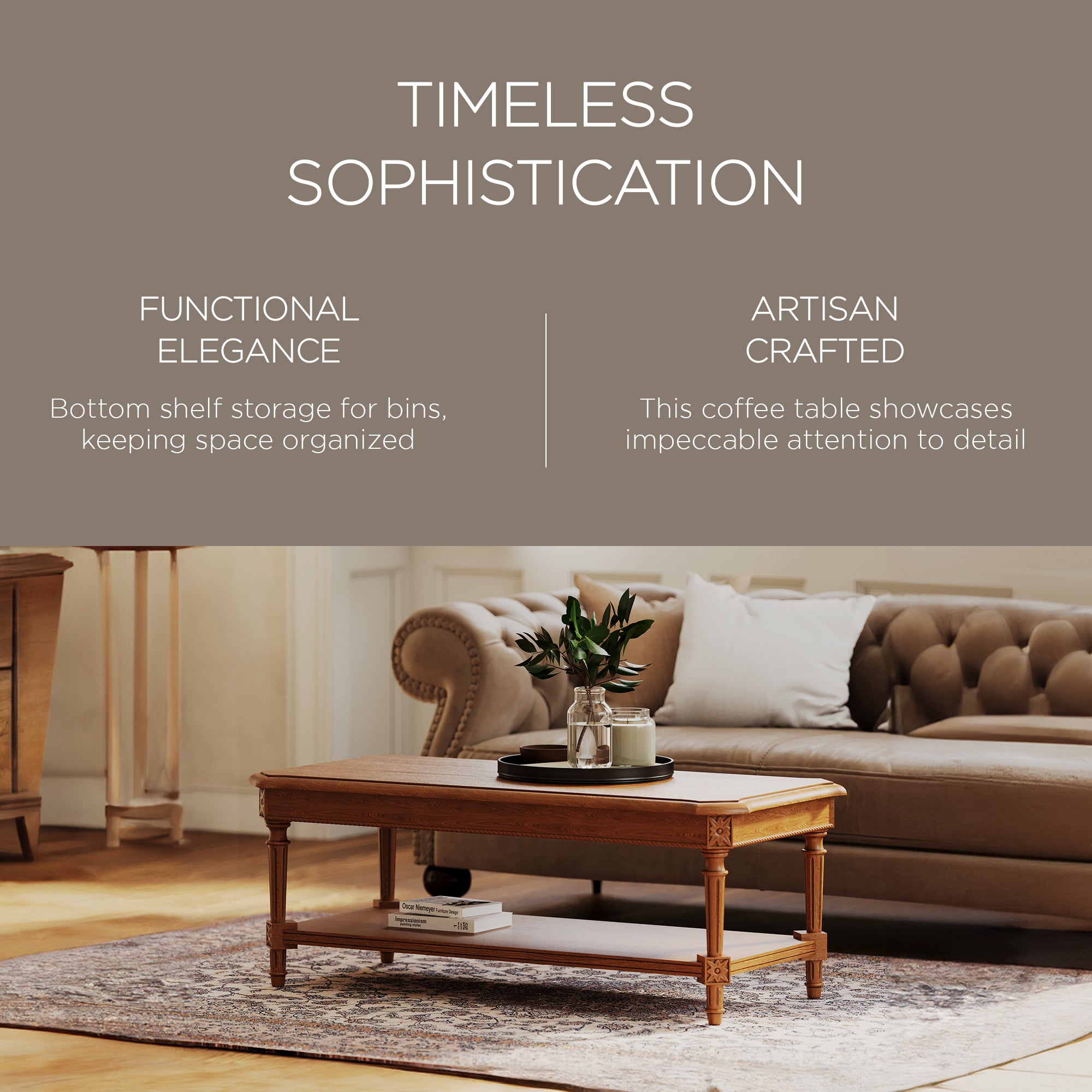 Maven Lane Pullman Rectangular Coffee Table, Antiqued Natural Finish (For Parts) - VMInnovations