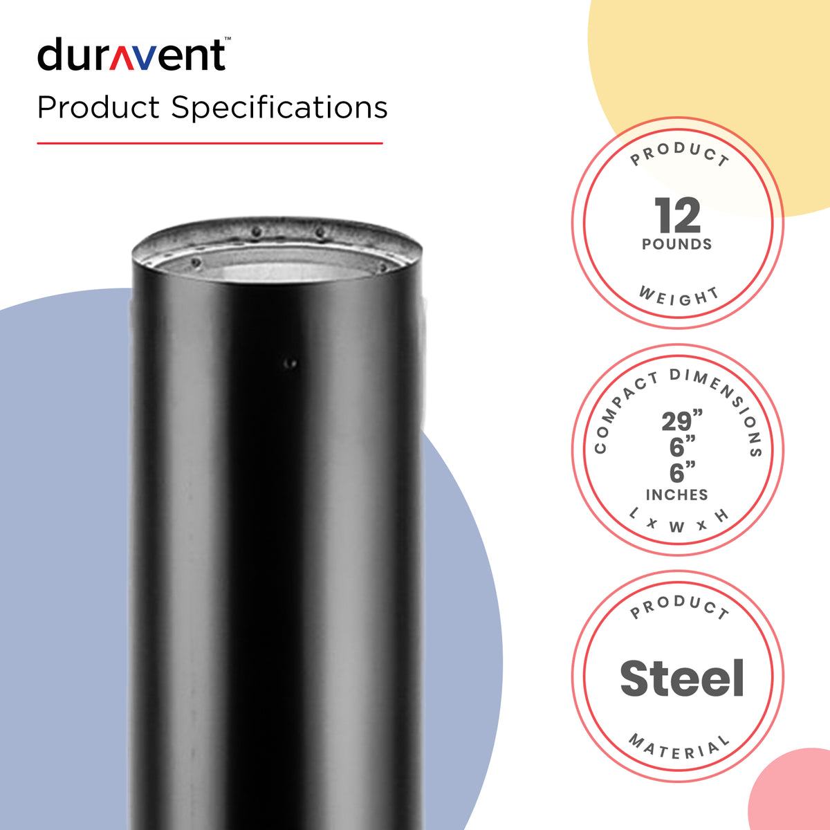 DuraVent 6DVL-46TA DVL Telescoping Chimney Stove Pipe, 29 to 46" x 6" Diameter (Refurbished)