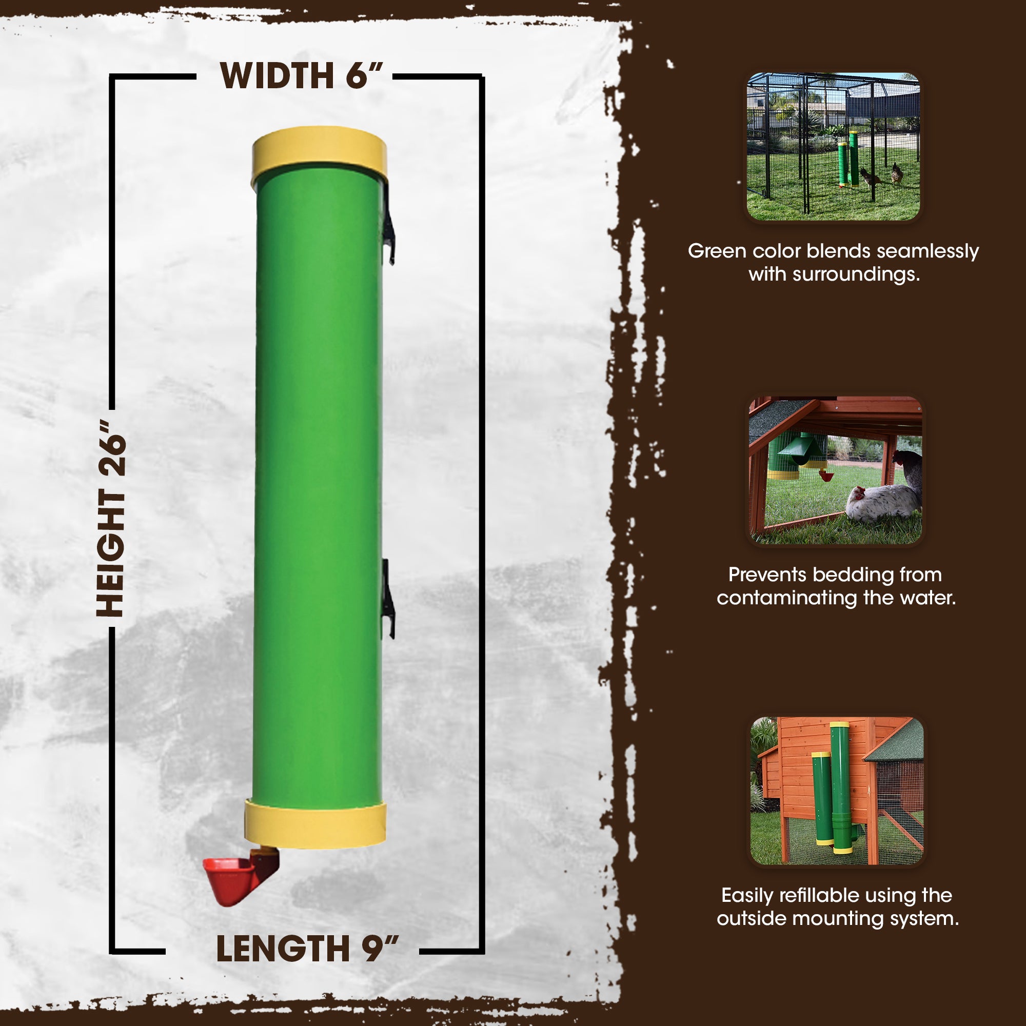 Rugged Ranch High End Hen Elevated 2 Gallon Poultry Waterer and Mounting System - VMInnovations