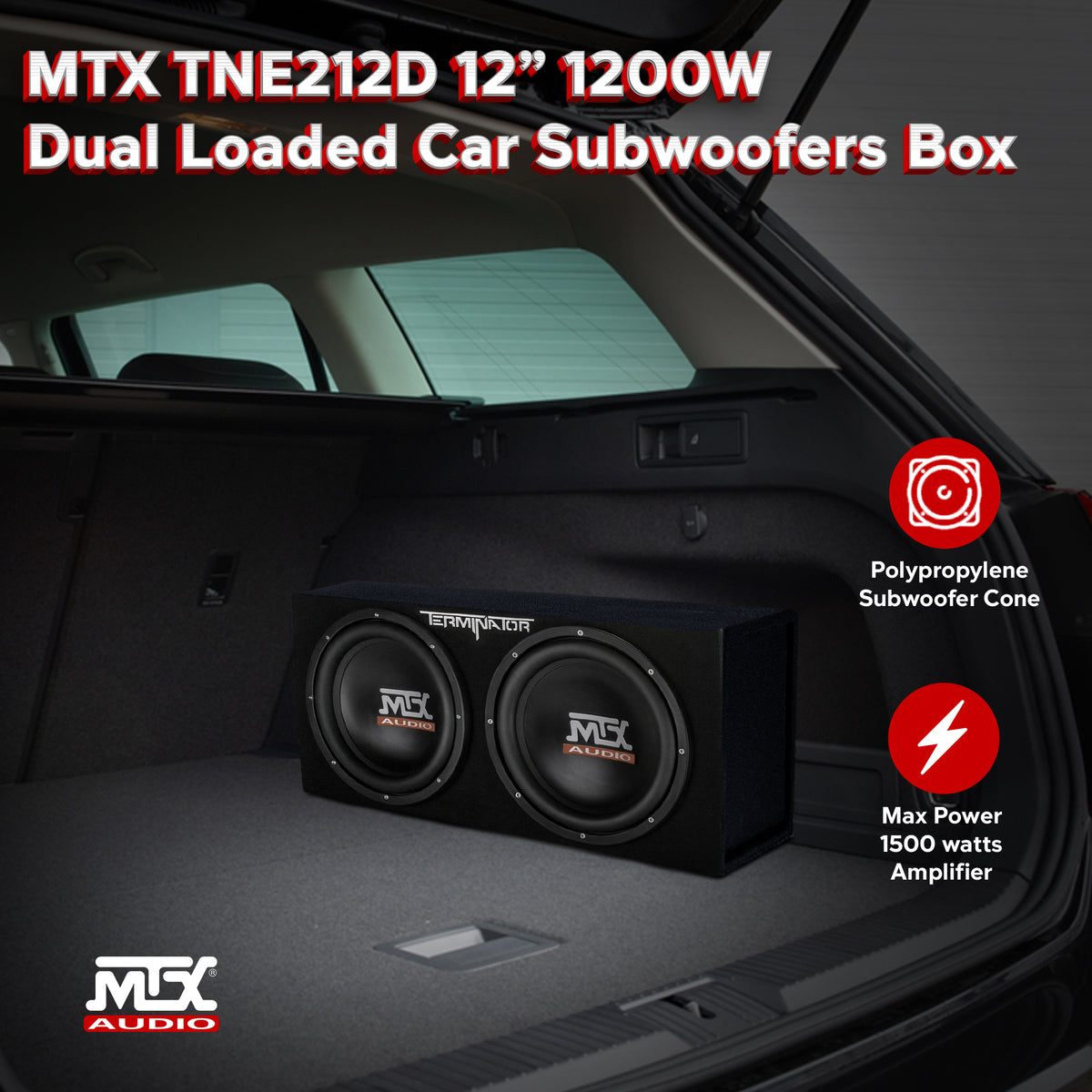 MTX TNE212DV 12-Inch 2000-Watt Max Car Audio Dual Loaded Subwoofer Box Enclosure (Refurbished)