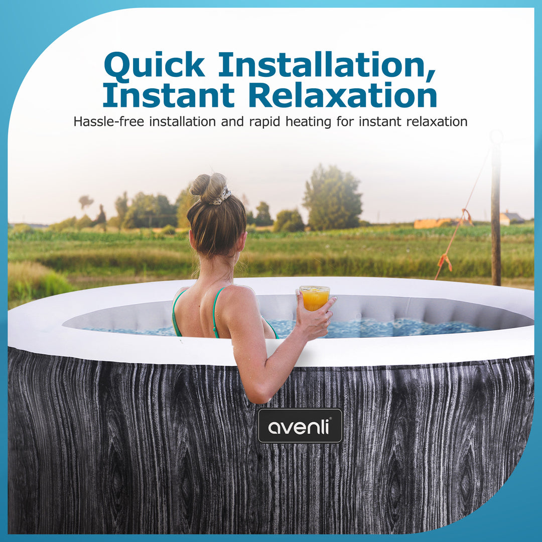 JLeisure Greywood 65 Inch 3 Person Inflatable Round Outdoor Hot Tub Spa, Gray - VMInnovations