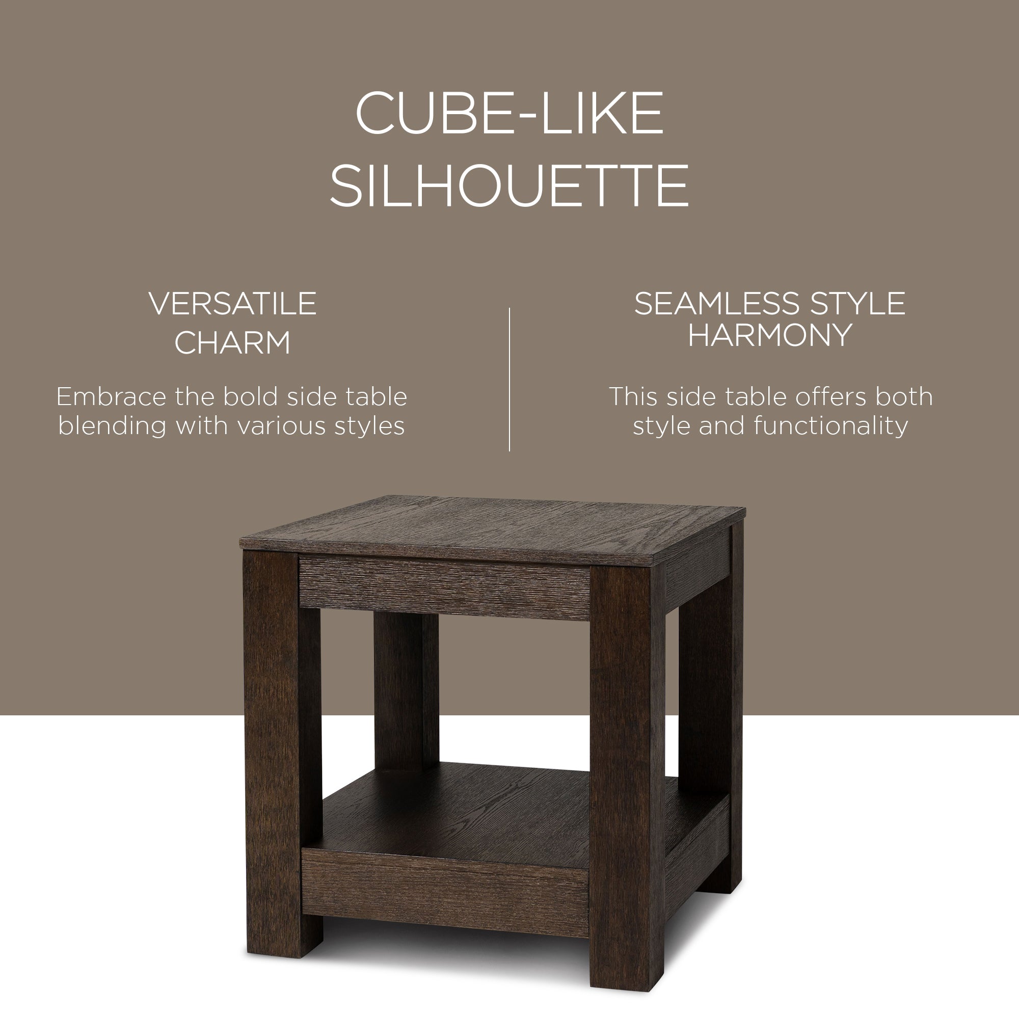 Maven Lane Paulo Wooden Side Table in Weathered Brown Finish (For Parts) - VMInnovations