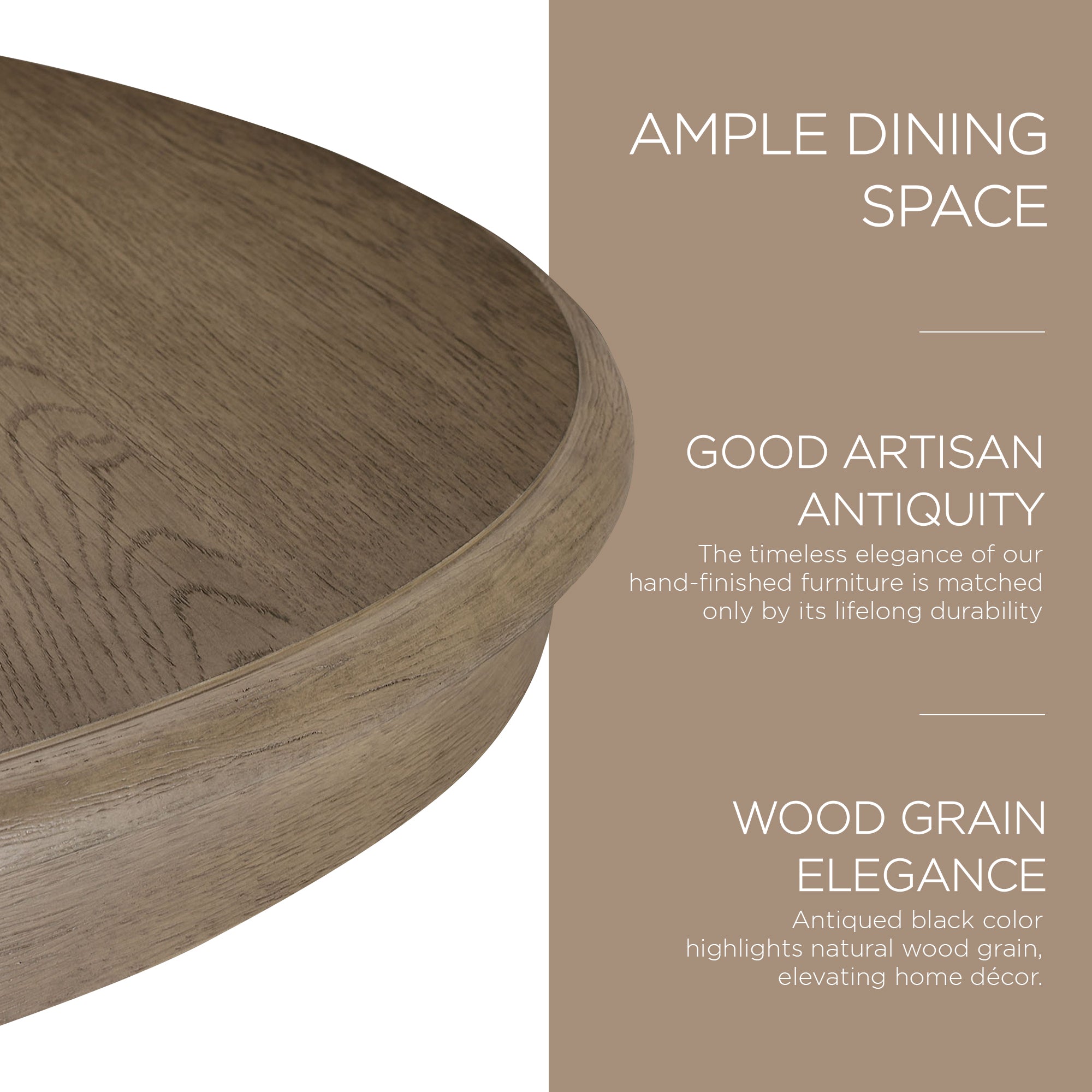 Maven Lane Zola Traditional Round Wooden Dining Table in Antiqued Grey(Open Box) - VMInnovations