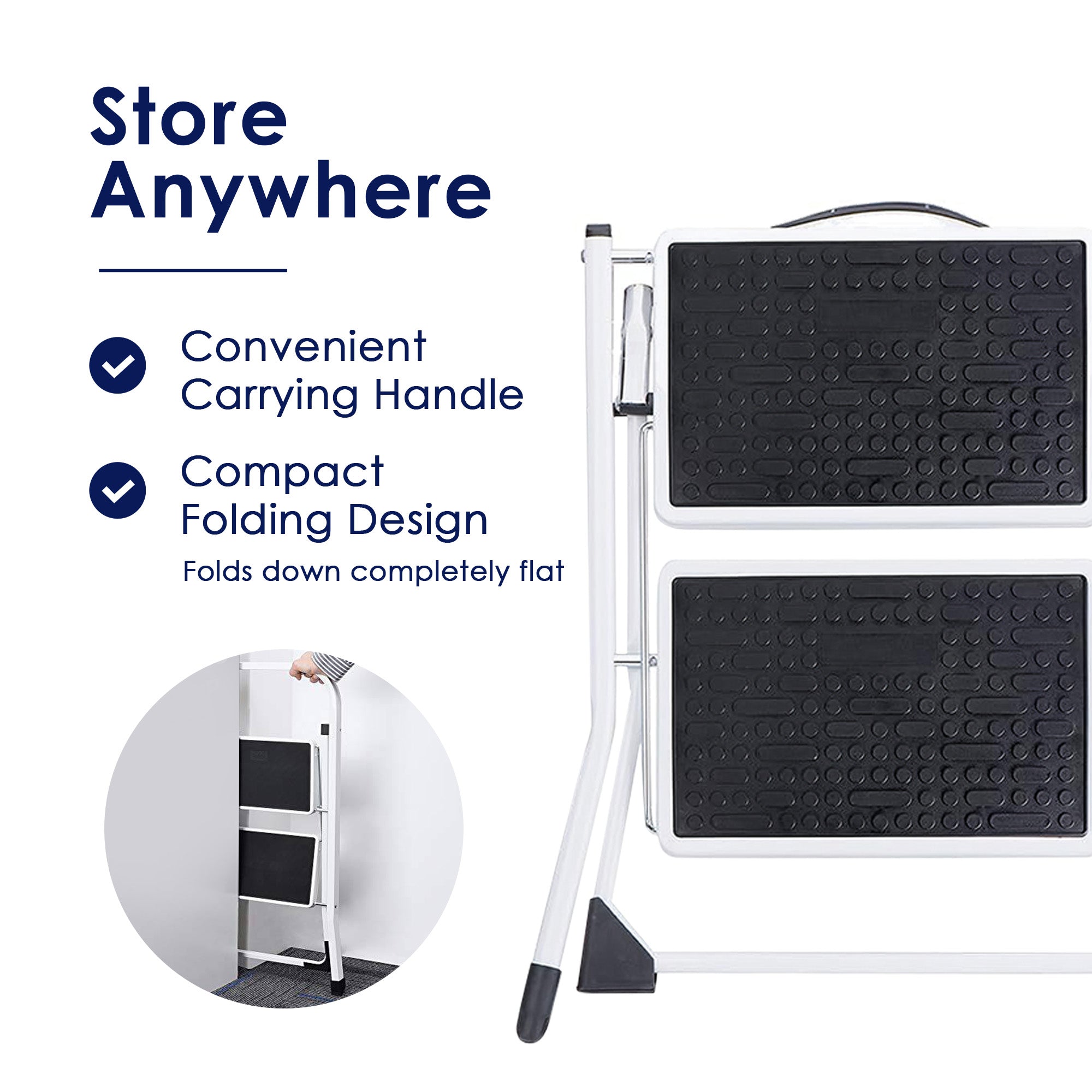 Delxo Steel Folding 2 Step Stool Stepladder w/Non-Skid Stair & Handle (Used) - VMInnovations