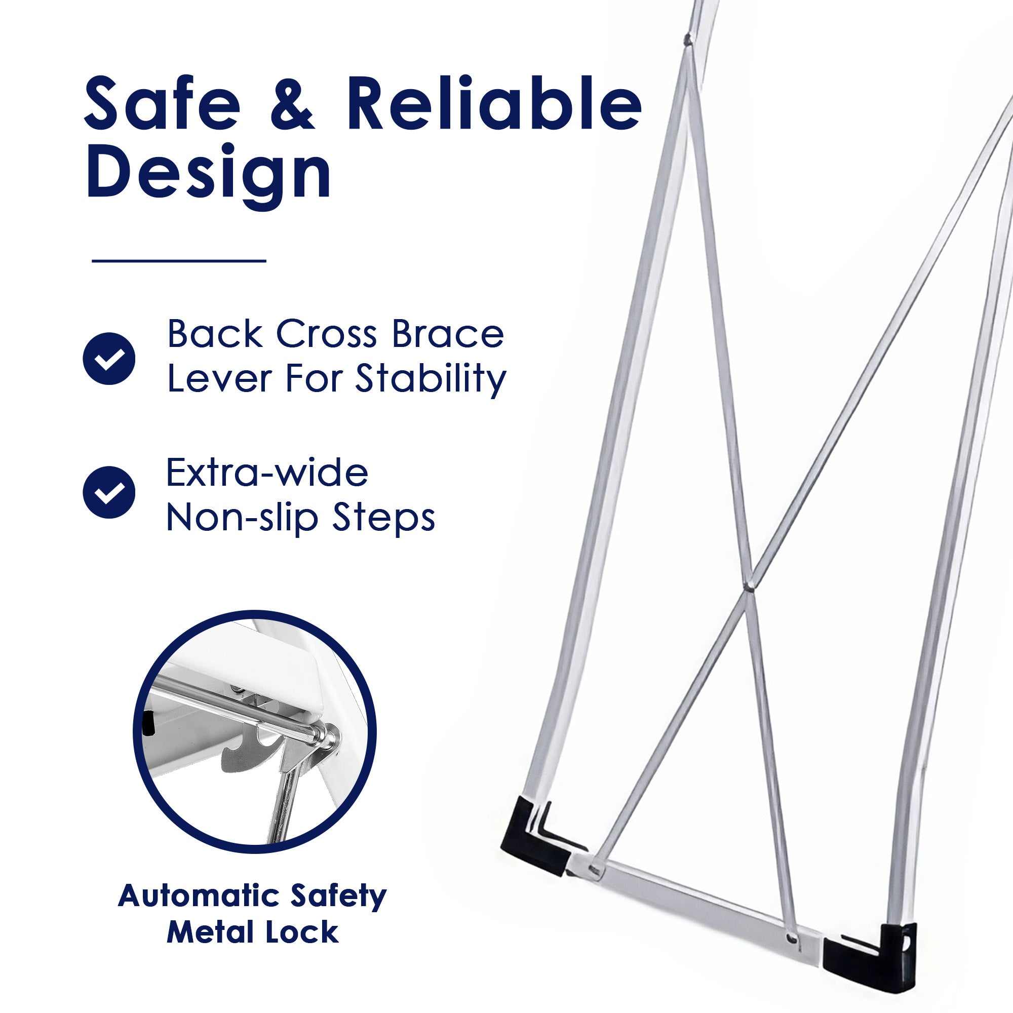 Delxo Alloy Steel Folding 4 Step Stool Portable Ladder w/ Hand Grip, White(Used) - VMInnovations