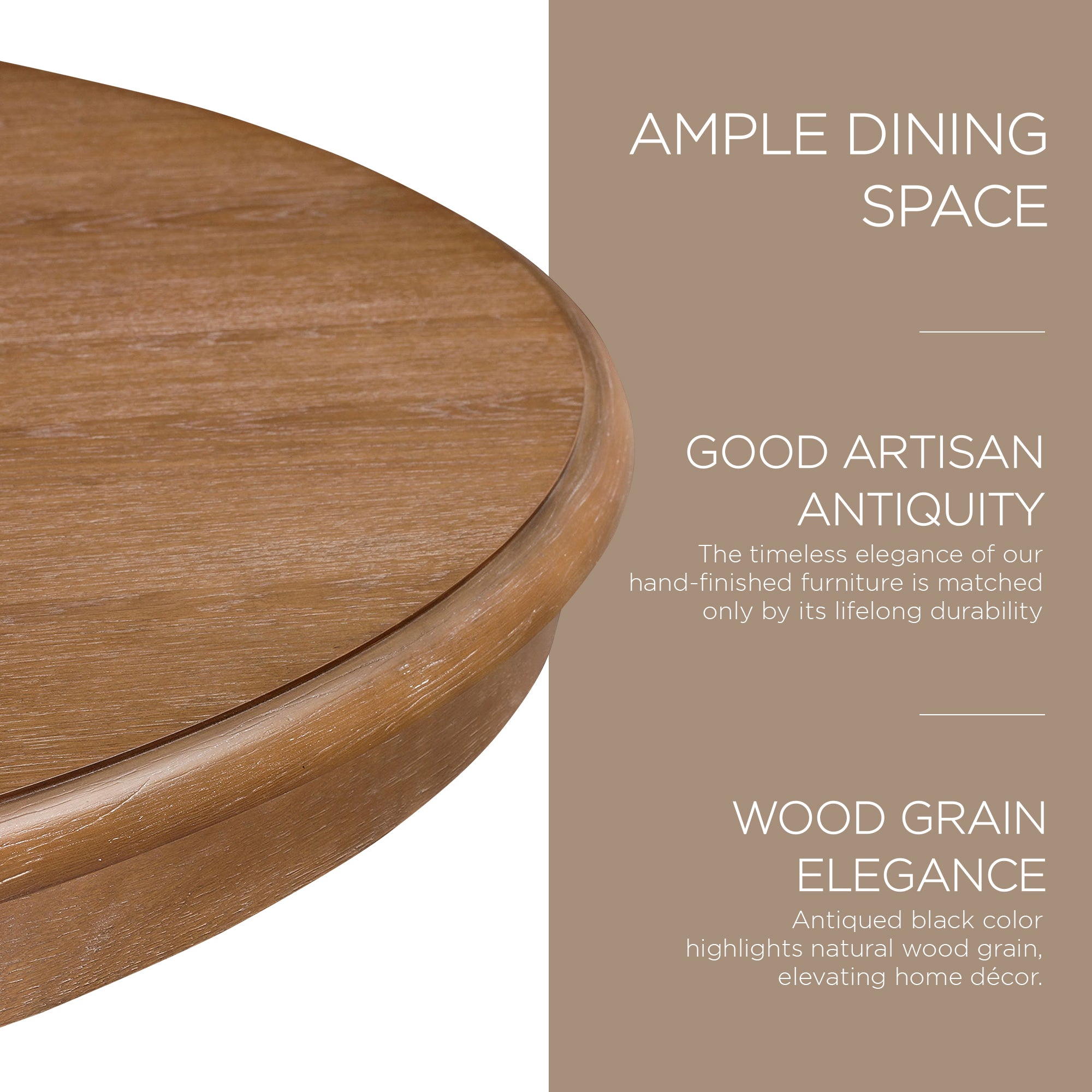 Maven Lane Zola Traditional Round Wooden Dining Table in Antiqued Natural Finish