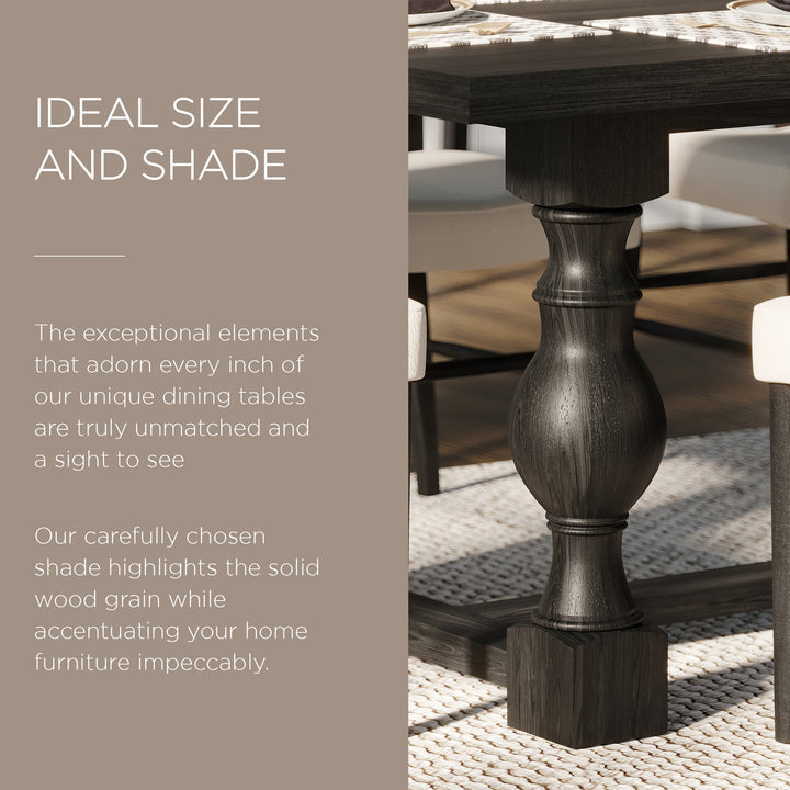 Maven Lane Leon Traditional Wooden Dining Table in Antiqued Black Finish