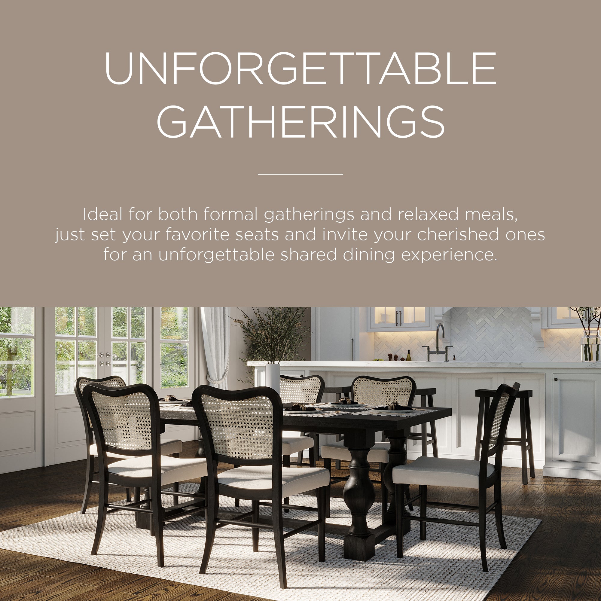 Maven Lane Leon Traditional Wooden Dining Table in Antiqued Black Finish - VMInnovations