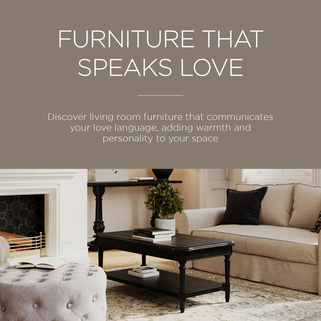 Maven Lane Pullman Traditional Rectangular Wooden Coffee Table, Antiqued Black - VMInnovations