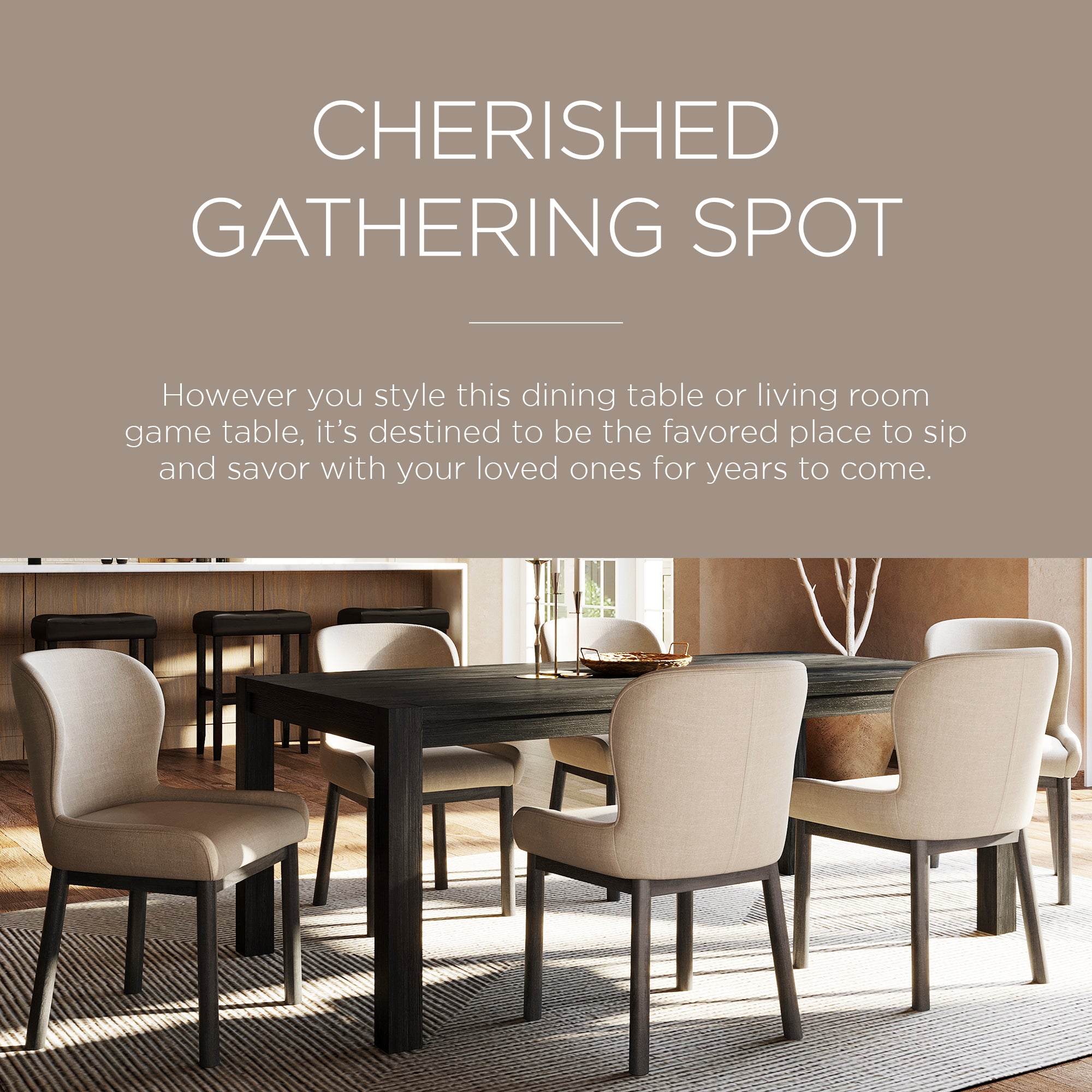 Maven Lane Cleo Contemporary Wooden Dining Table in Refined Black Finish
