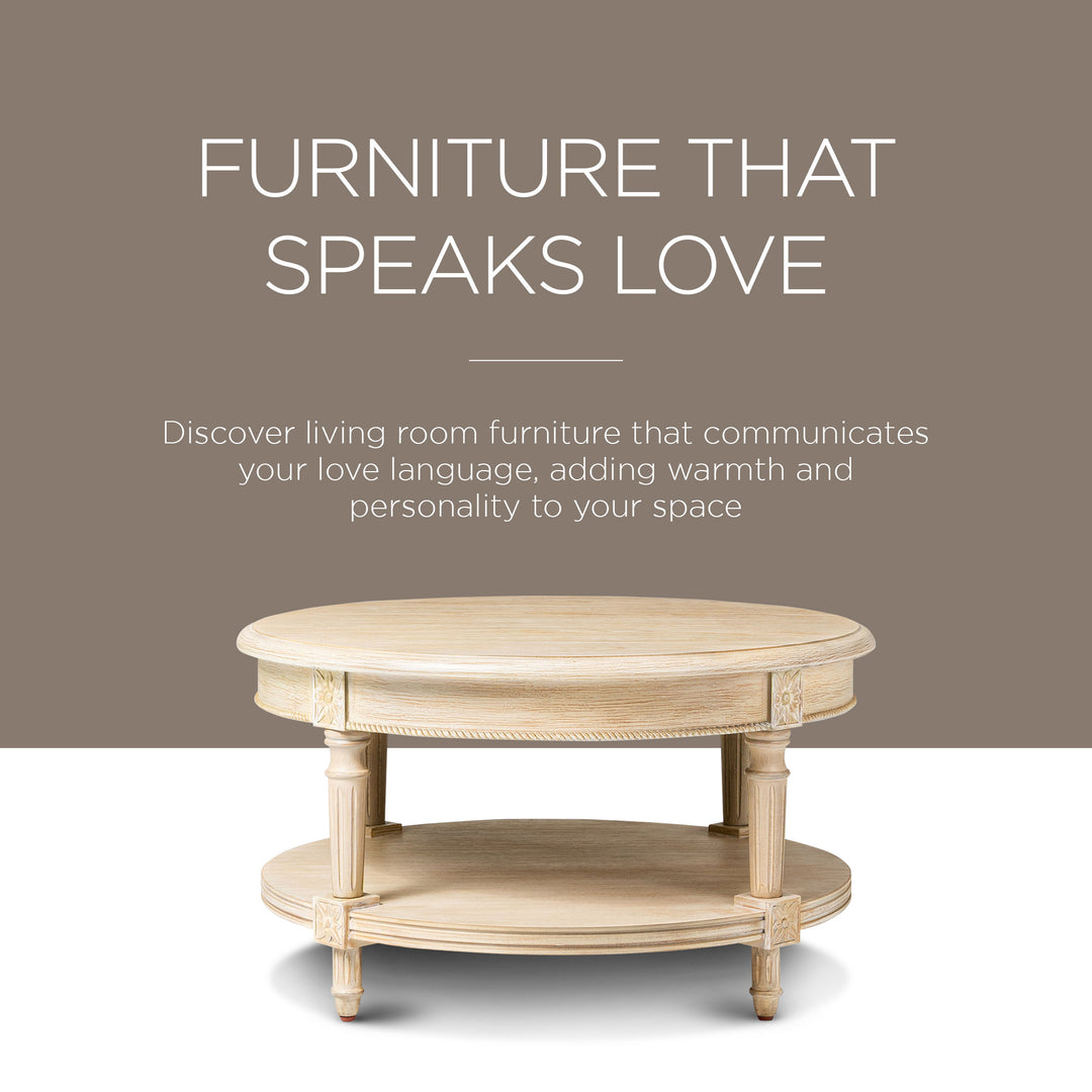 Maven Lane Traditional Wooden Coffee Table, Antiqued White Finish (For Parts) - VMInnovations