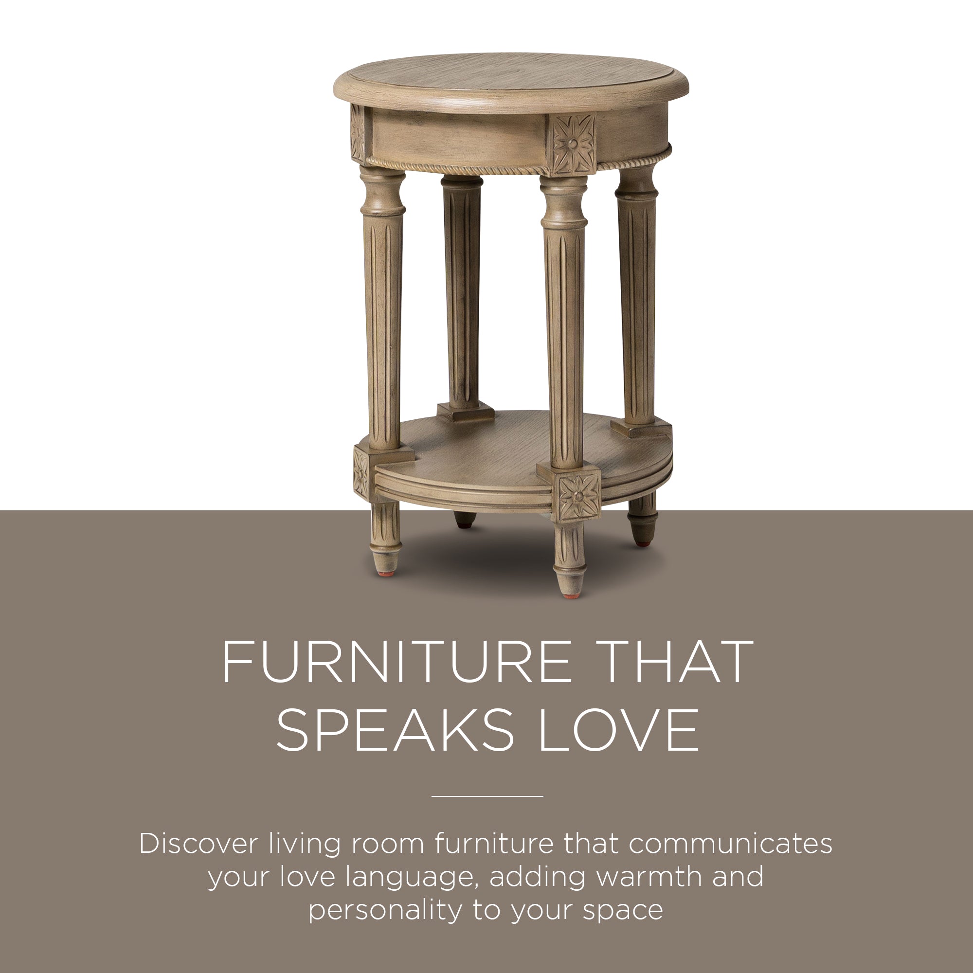 Maven Lane Traditional Round Wooden Side Table in Antiqued Grey Finish(Open Box) - VMInnovations