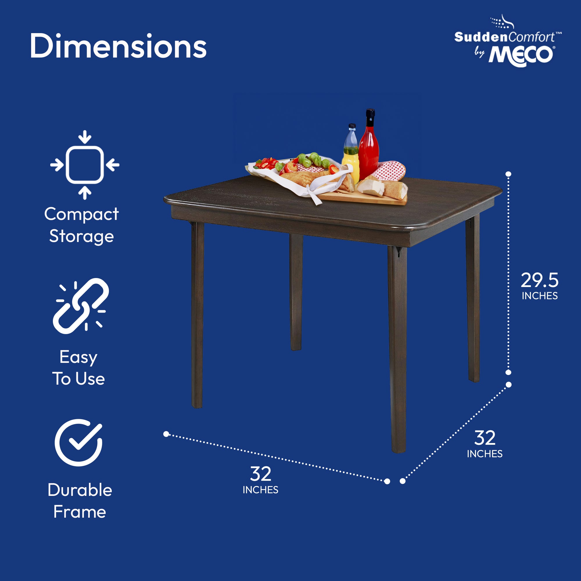 MECO Stakmore Classic Straight Edge Wood Folding Table, Espresso Frame(Open Box) - VMInnovations
