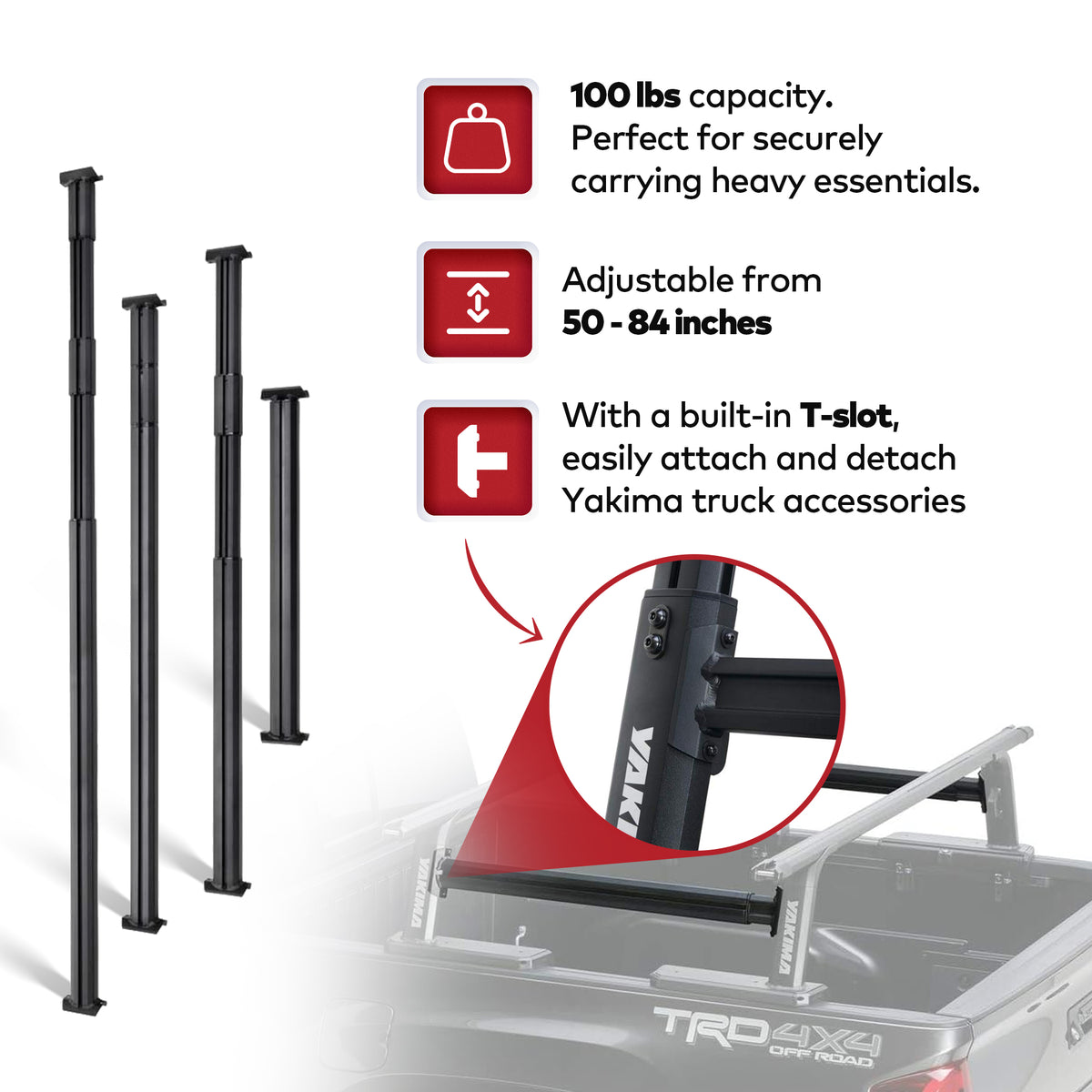 Yakima SideBar, Short Bed Side Rails for Overhaul HD and Outpost HD, Set of 2