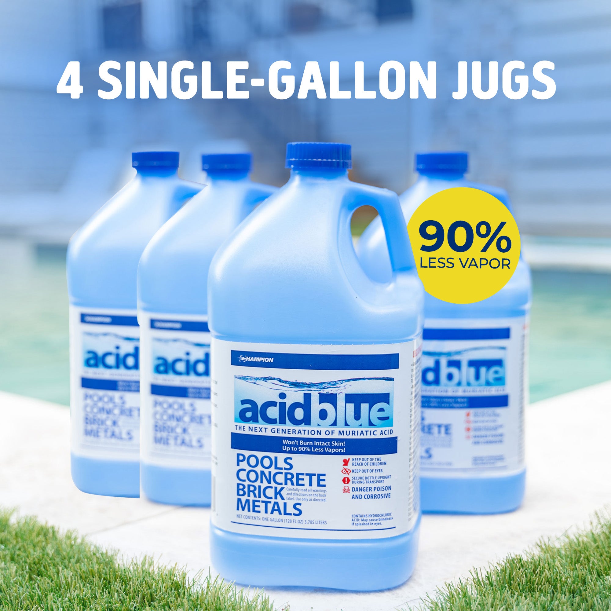 Champion Acid Blue 4 Pack Muriatic Acid & Champion 4 Pack Pool Shock Liquid