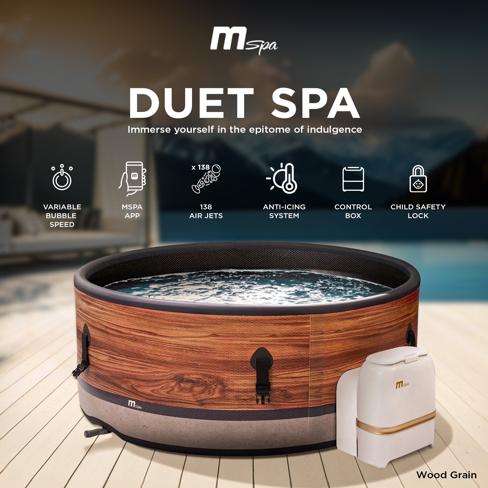 M Spa Round Inflatable Bubble Massage Spa, 4 to 6 Person Hot Tub, Duet(Open Box) - VMInnovations