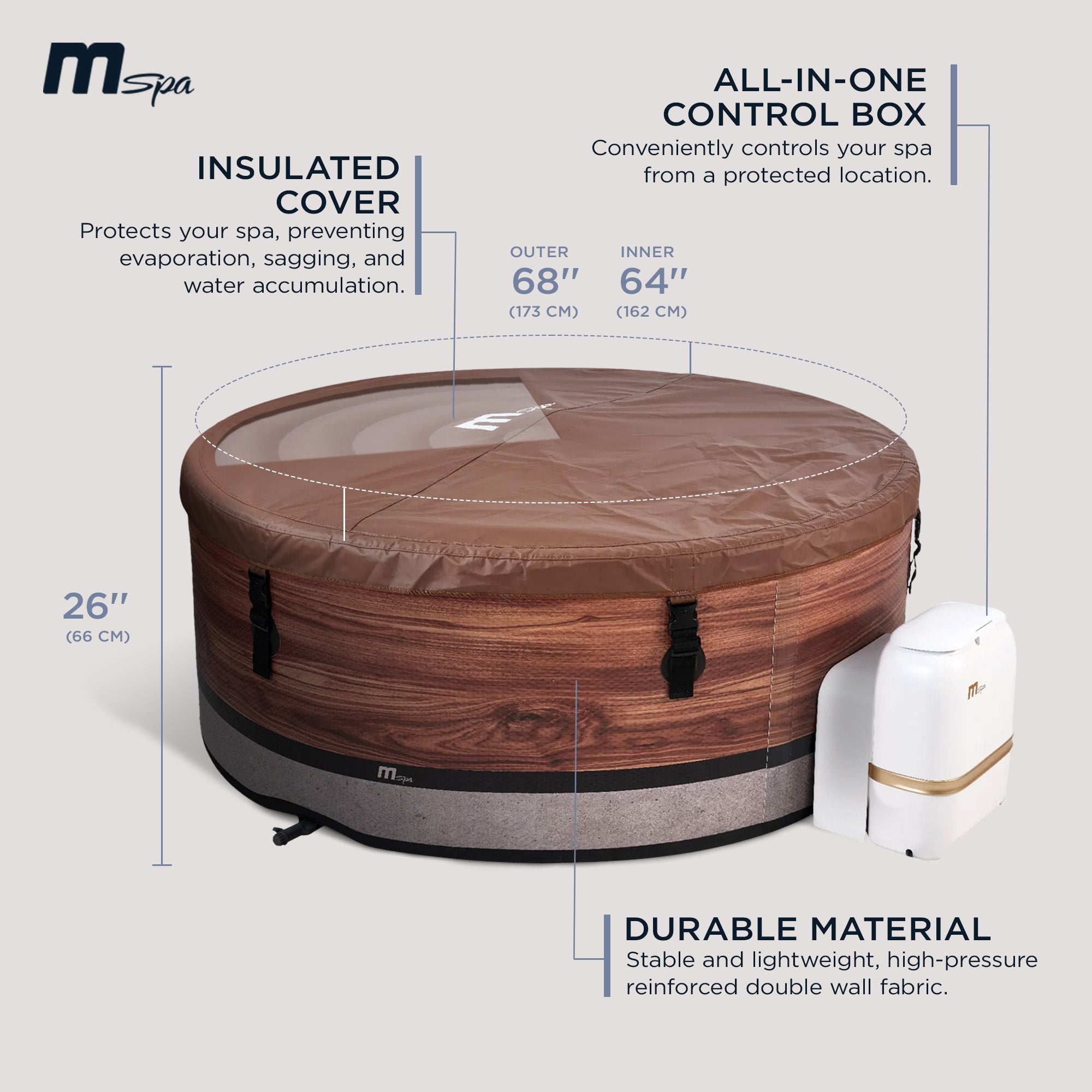 M Spa Round Inflatable Bubble Massage Spa, 4 to 6 Person Hot Tub, Duet(Open Box) - VMInnovations