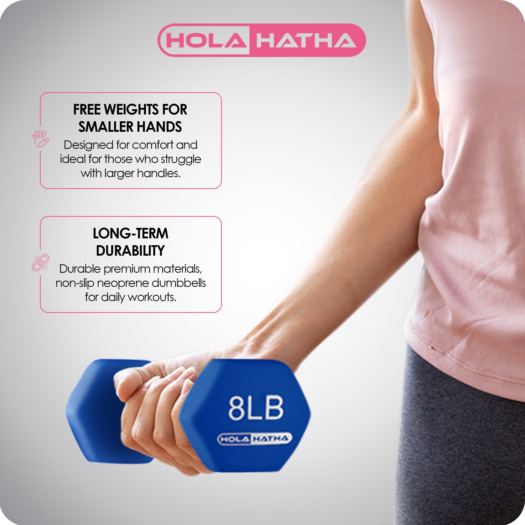 HolaHatha 146 Pound Neoprene Dumbbell Full Body Weight Set with Storage Rack - VMInnovations