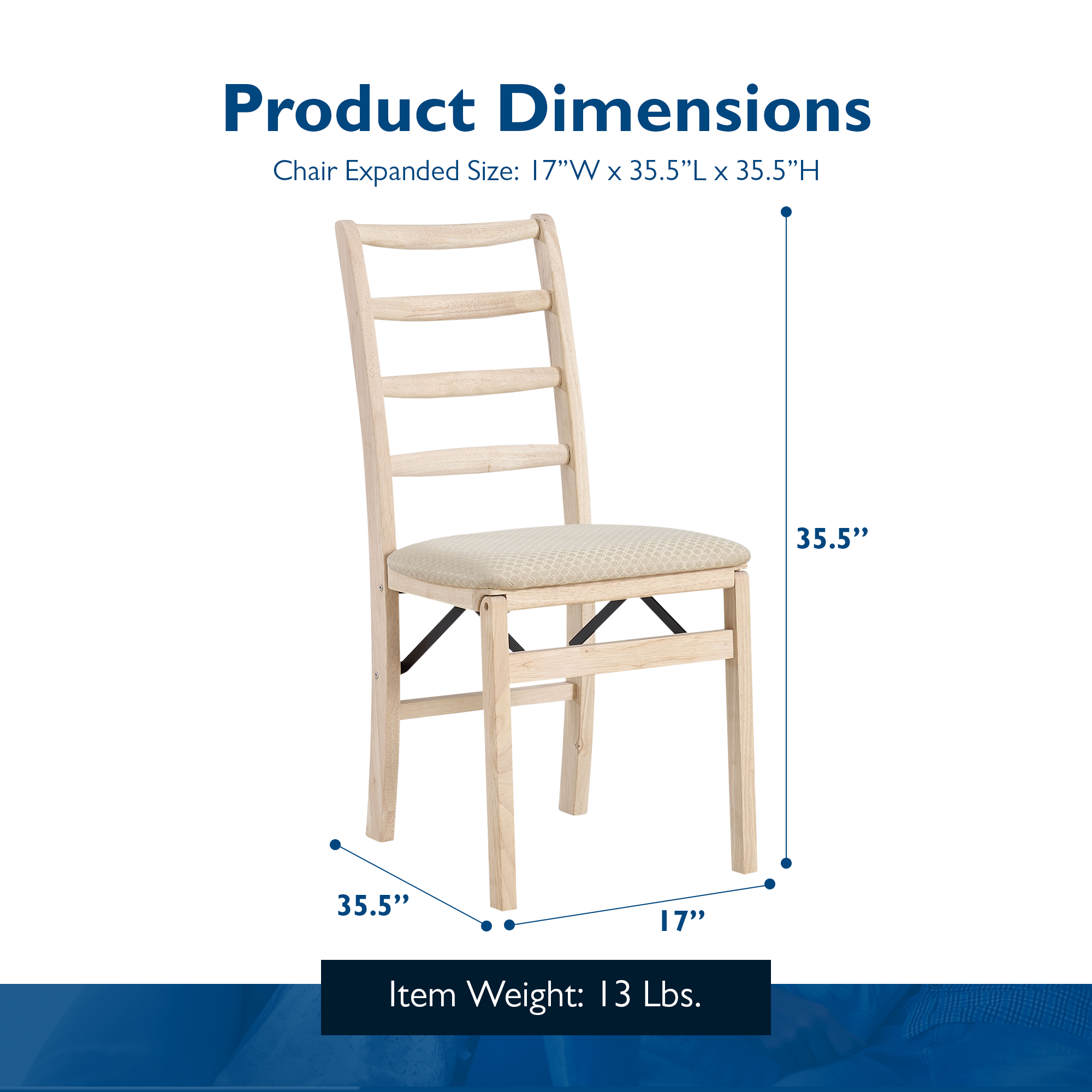 Stakmore Shaker Ladderback Upholstered Folding Chairs, 2pk Unfinished (Open Box) - VMInnovations