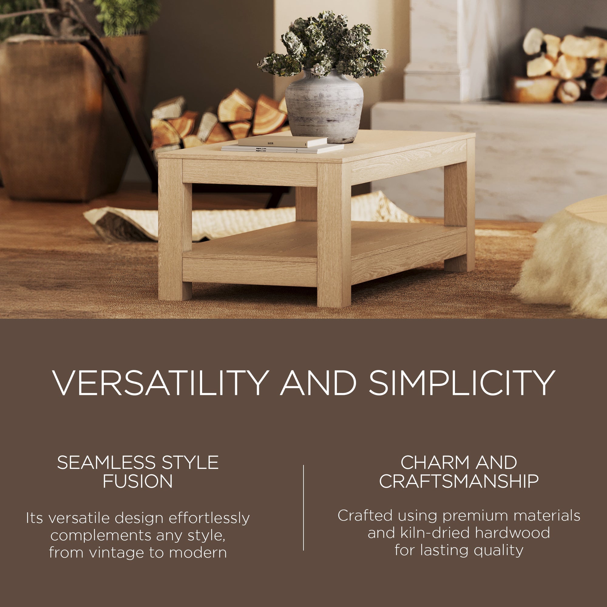 Maven Lane Paulo Wooden Coffee Table in Weathered White Finish - VMInnovations