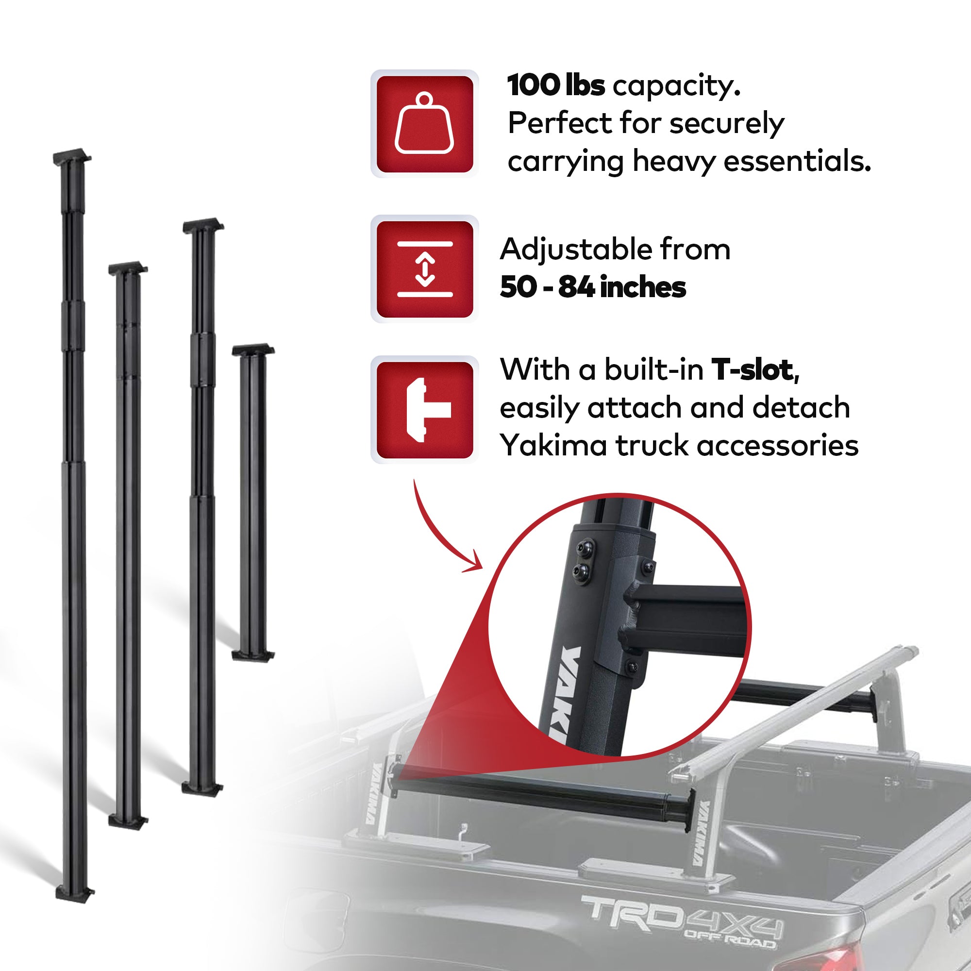 Yakima Aluminum OverHaul HD Towers, 68" Heavy Duty Crossbars, SideBar Side Rails