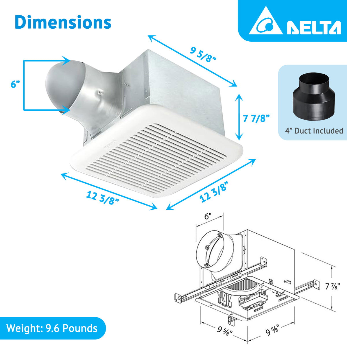 Delta Breez Signature Exhaust Bathroom Fan with Dual Speed, 80/110 CFM(Open Box) - VMInnovations