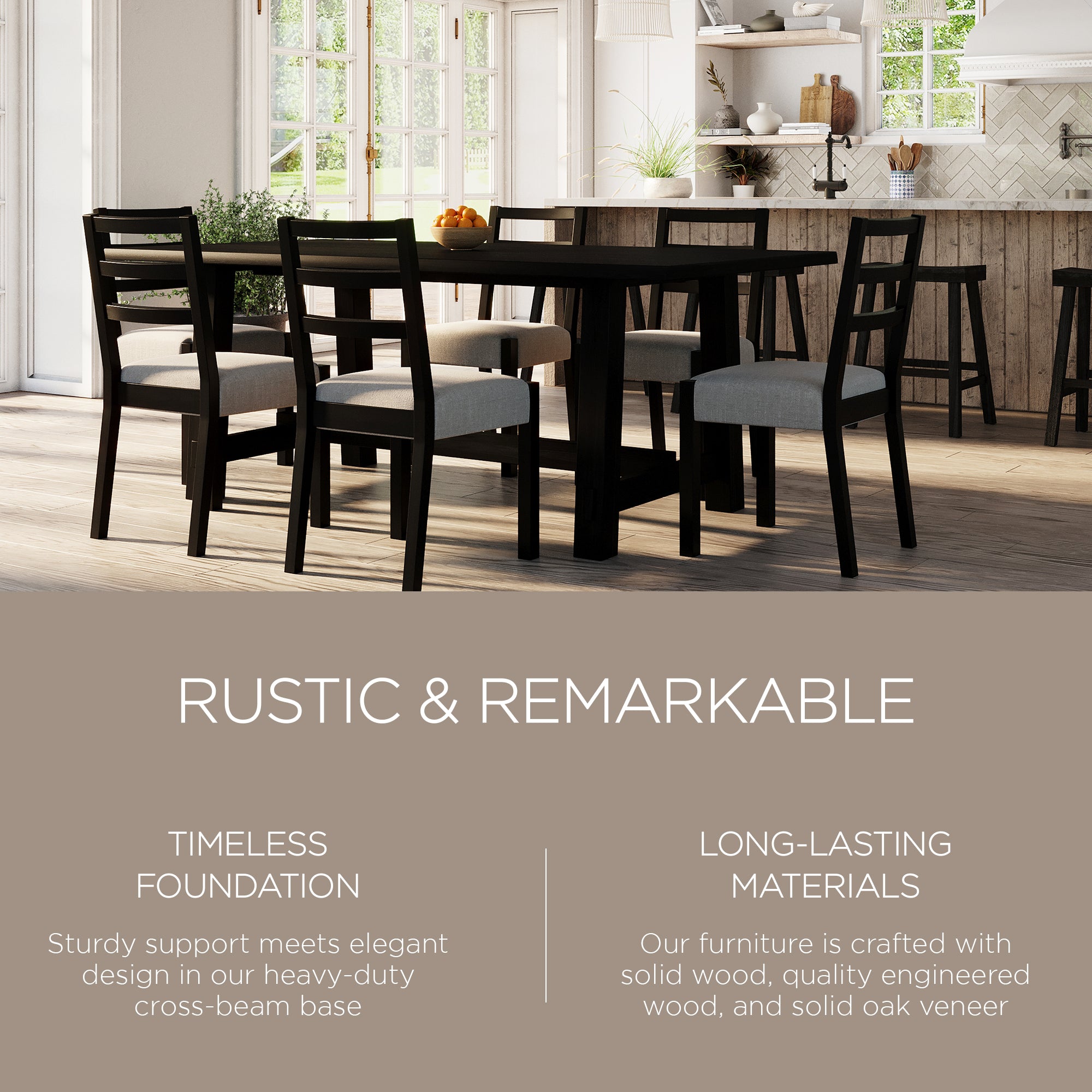 Maven Lane Yves Rectangular Wooden Dining Table in Weathered Finish (Open Box)