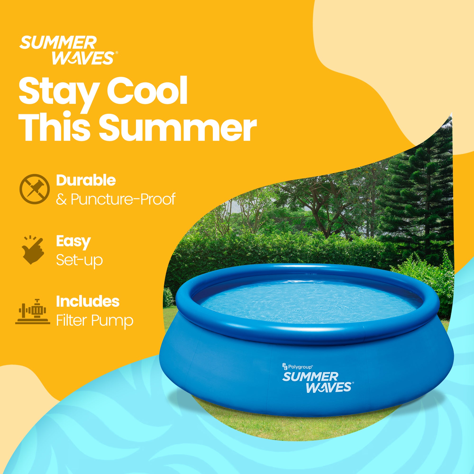 Summer Waves Quick Set 12 x 3 Feet Inflatable Ring Above Ground Pool Set w/Pump