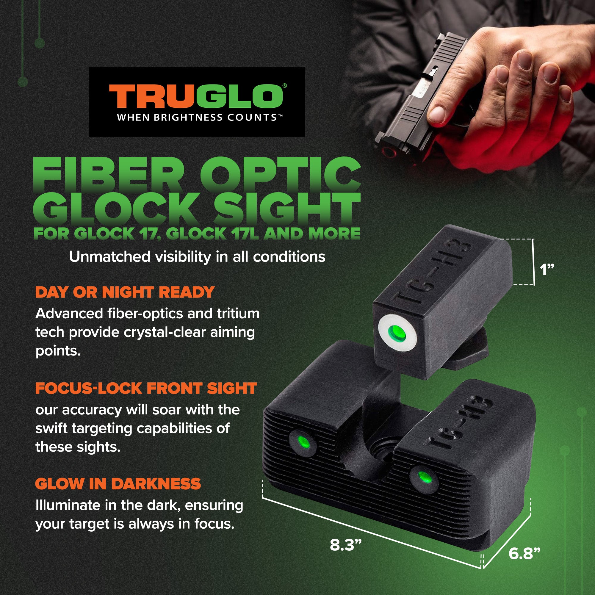 TruGlo Tritium Pro Glow in the Dark Handgun Glock Night Sight (Used)