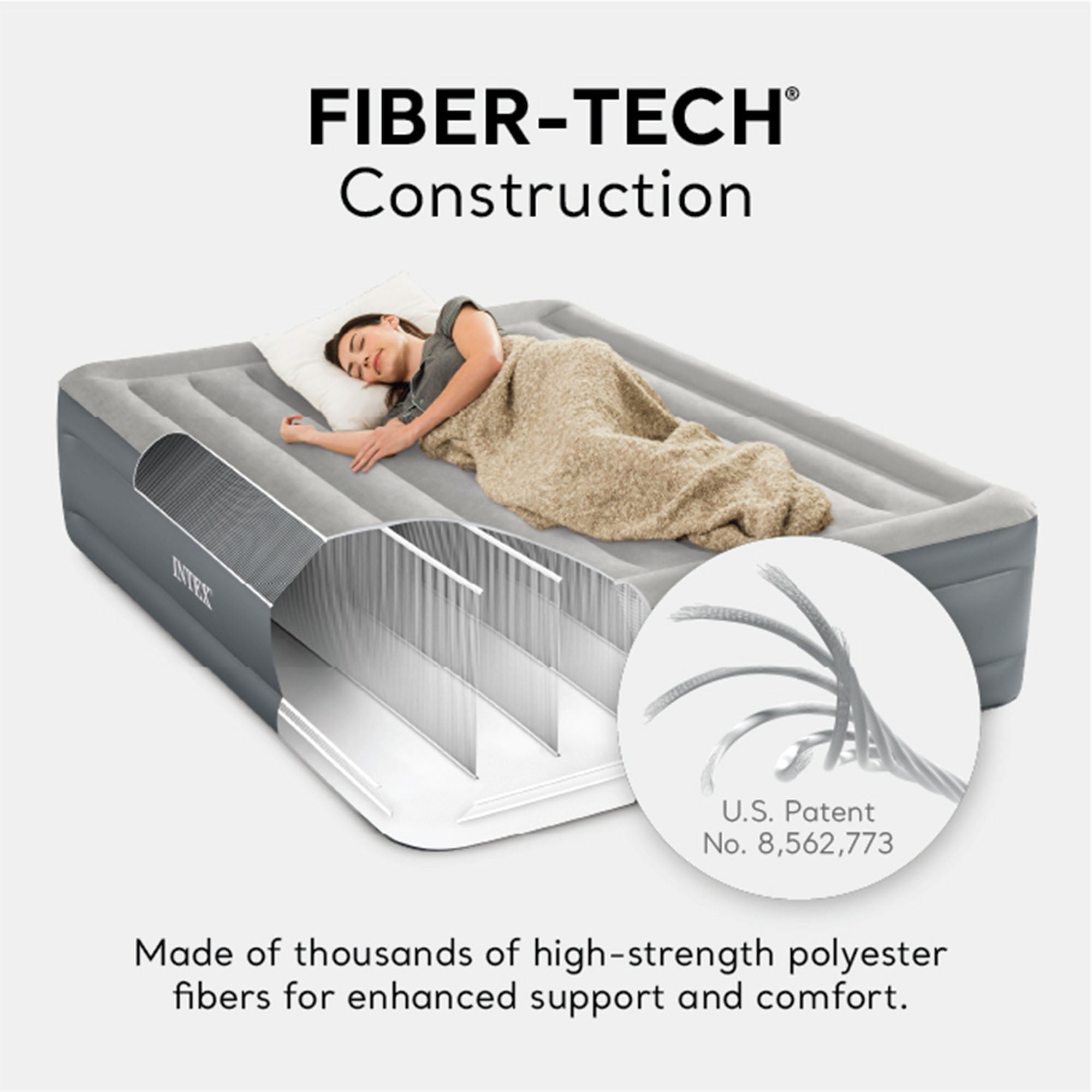 Intex Dura Beam Rest Blow Up Queen Mattress Air Bed with Built In Pump (Used) - VMInnovations