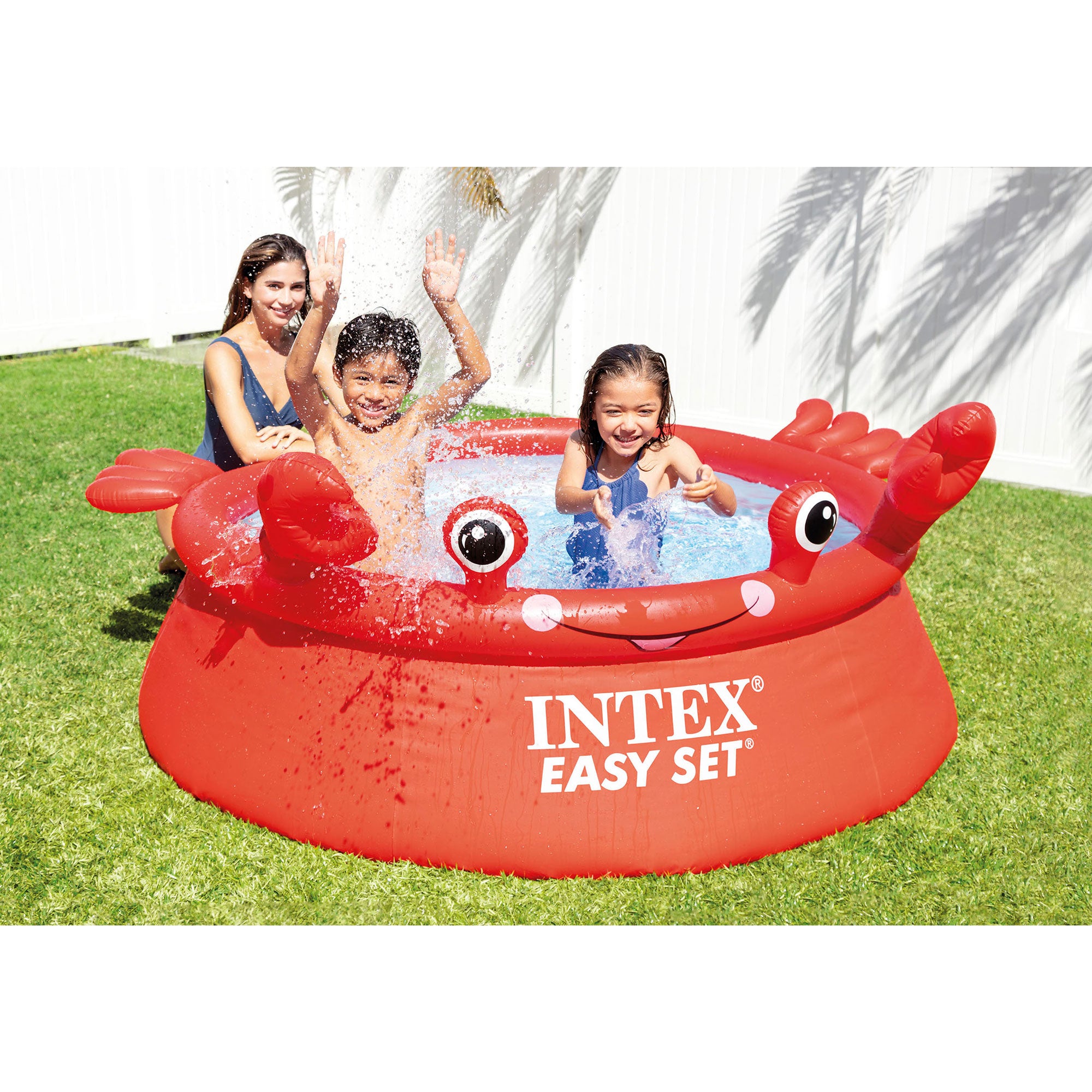Intex 26100EH Happy Crab Easy Set 6ft x 20in Round Inflatable Ring Kiddie Pool - VMInnovations