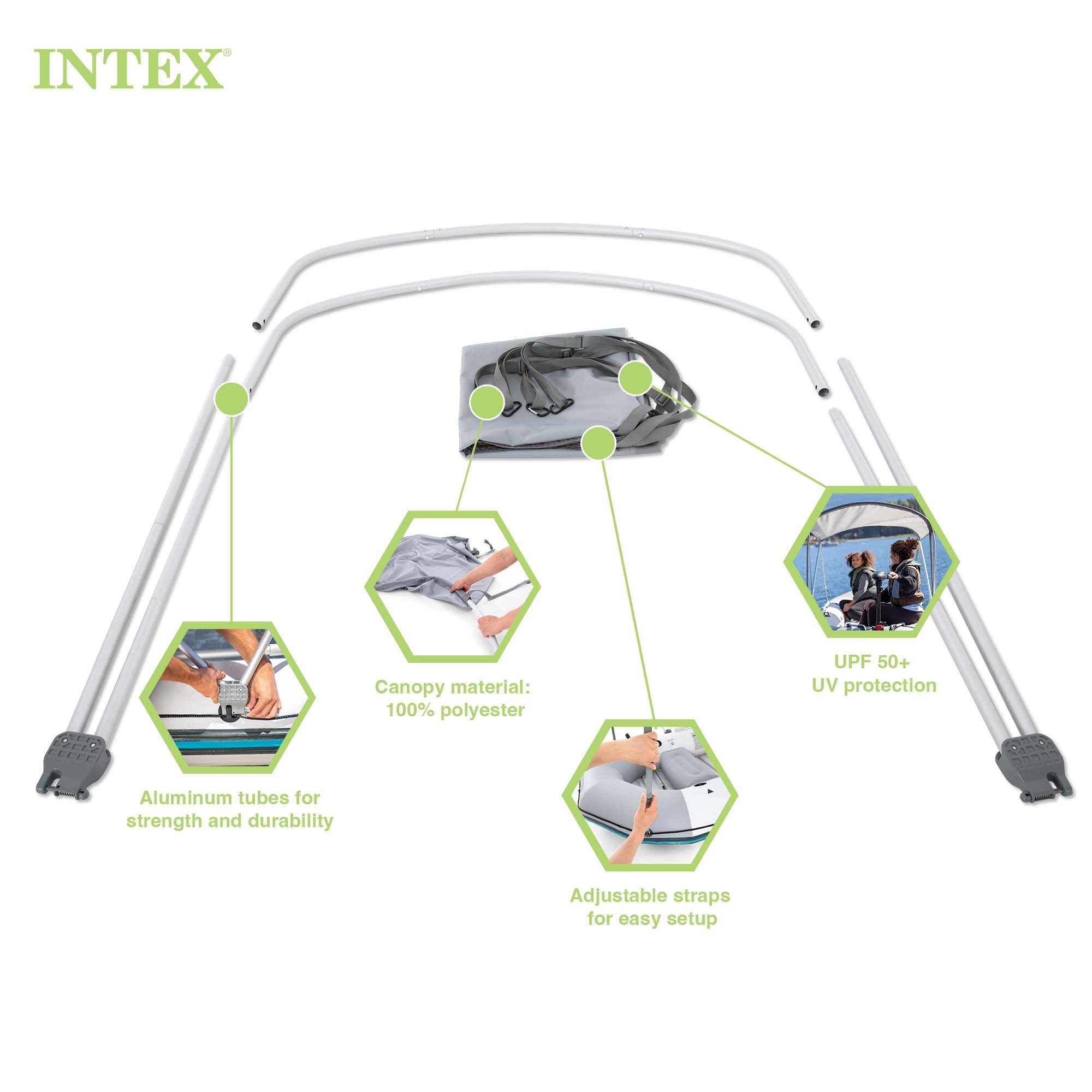 Bimini Top Sun Shade for Mariner, Seahawk, Excursion, & Challenger Boats (Used) - VMInnovations