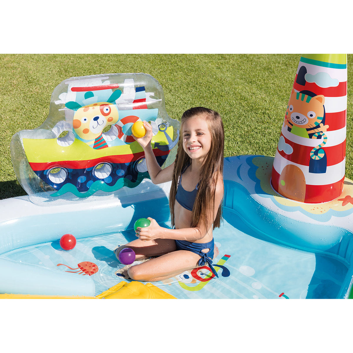 Intex Kid Friendly Inflatable Water Fishing Fun Play Toy Center, 48 Gal (Used)