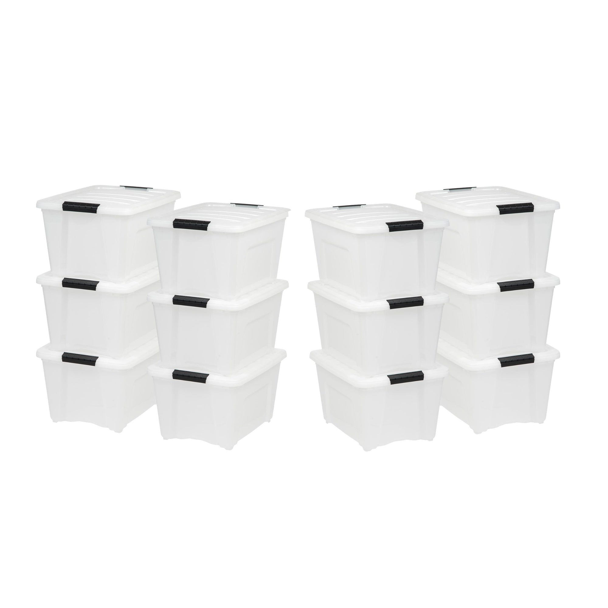 IRIS 12 Pack 32 Quart Stack and Pull Storage Container Box Bin System w/ Lids - VMInnovations