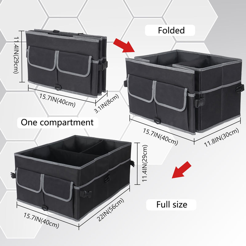 ISFC Auto Car Trunk Organizer with Foldable Expandable Multi-Compartments, Black