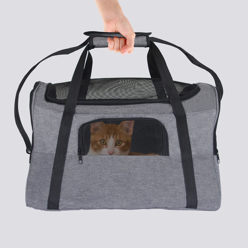 ISFC Foldable Breathable Mesh Pet Travel Carrier Bag for Cats and Dogs, Gray