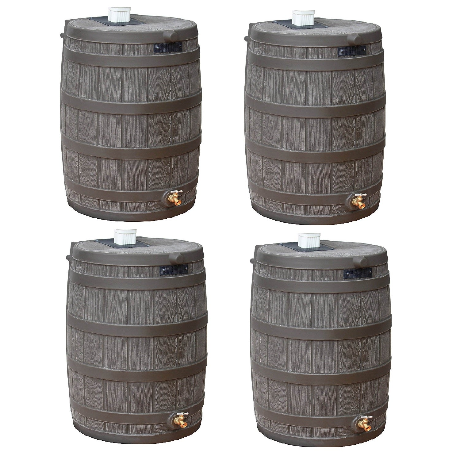 Good Ideas Rain Wizard 50 Gallon Plastic Rain Barrel with Brass Spigot (4 Pack) - VMInnovations