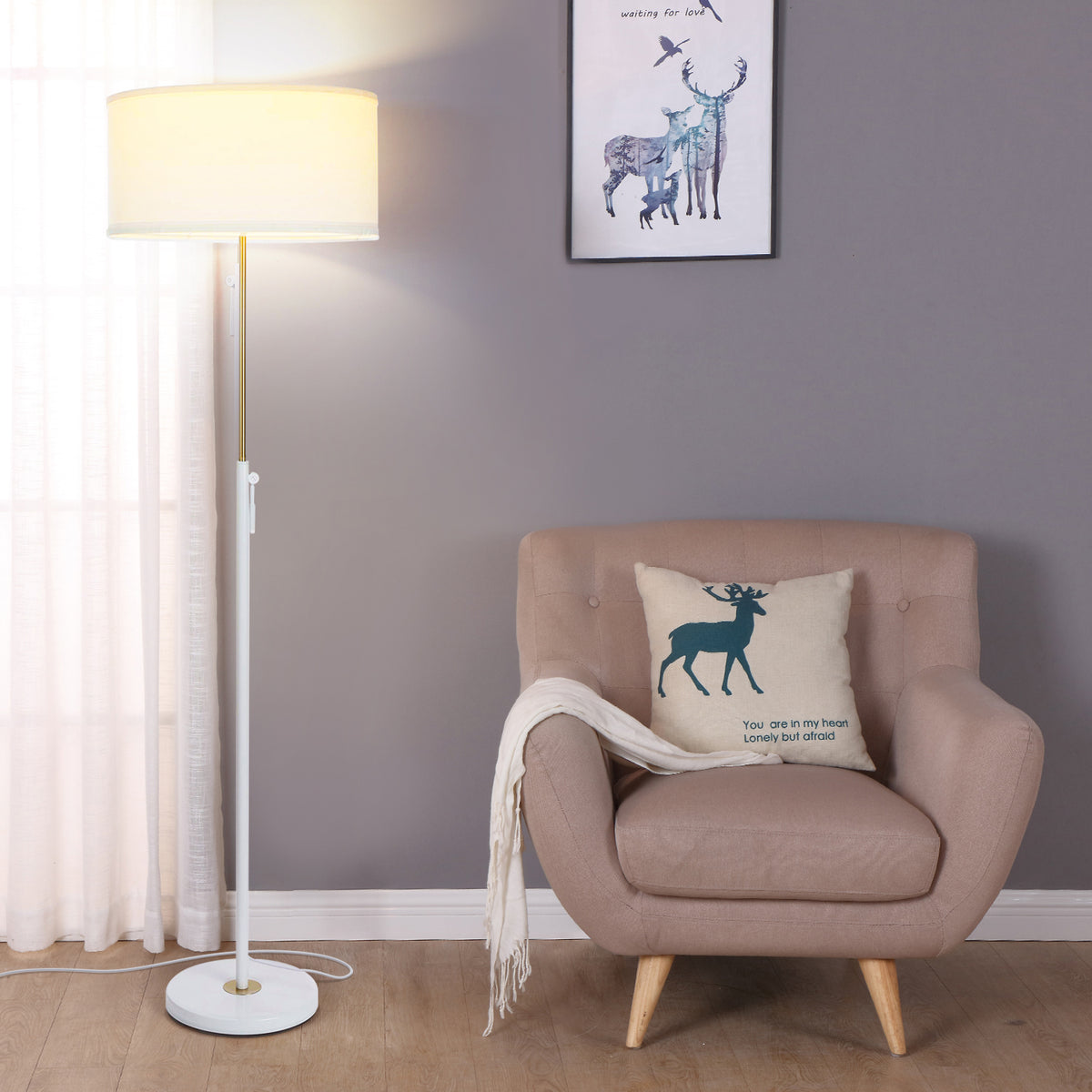 Brightech Telescope Tall Modern Free Standing Floor Lamp w/ LED Light (Open Box)