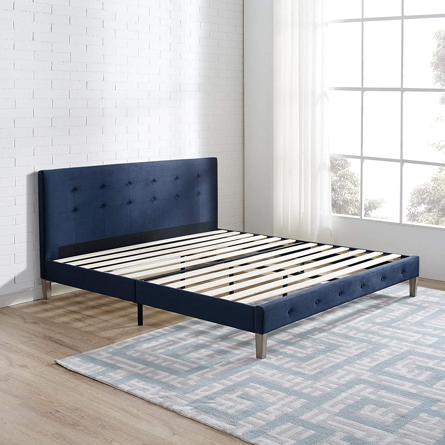 Classic Brands Seattle Modern Tufted Platform Bed Frame, King, Antonio Sapphire - VMInnovations