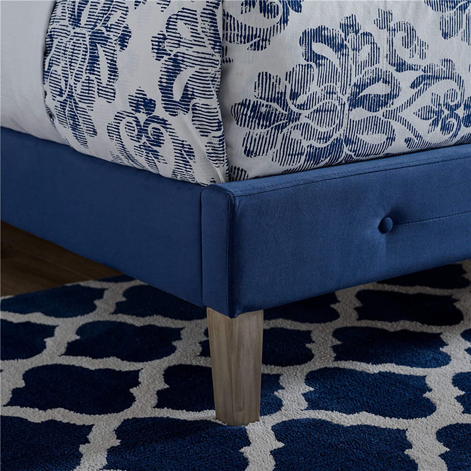 Classic Brands Seattle Modern Tufted Platform Bed Frame, King, Antonio Sapphire - VMInnovations