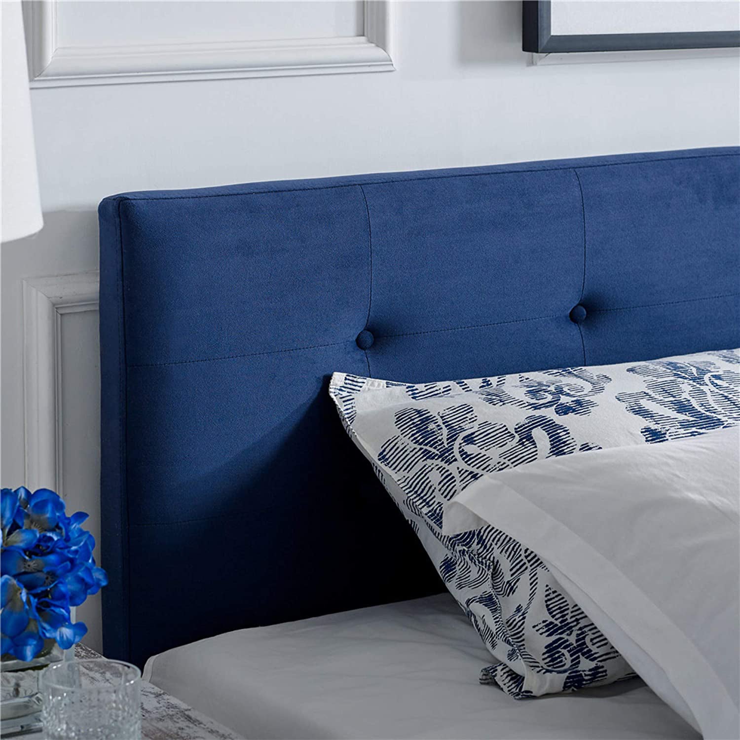 Classic Brands Seattle Modern Tufted Platform Bed Frame, King, Antonio Sapphire - VMInnovations