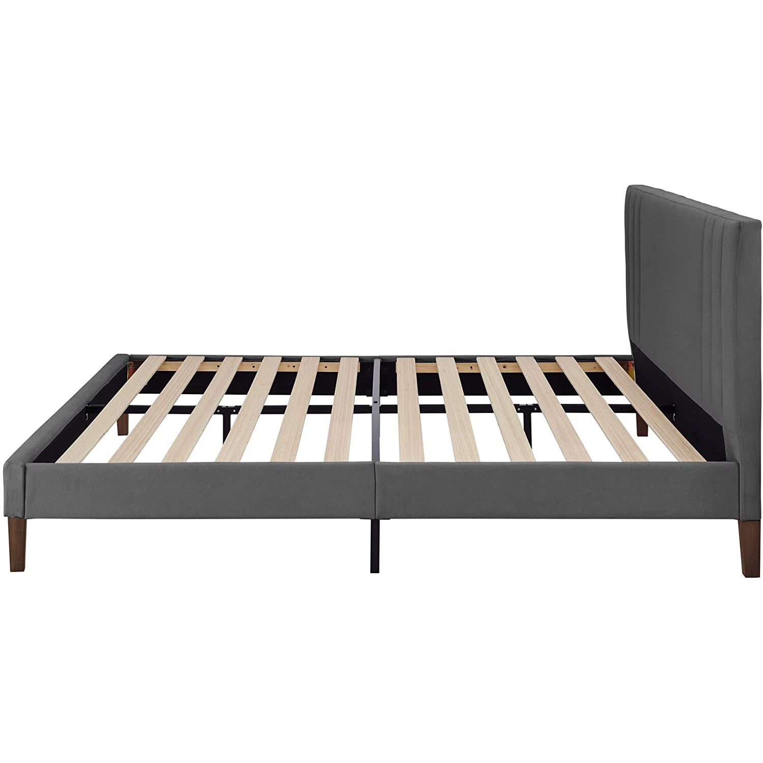 Classic Brands Chicago Tufted Upholstered Platform Bed Frame, King, Light Gray