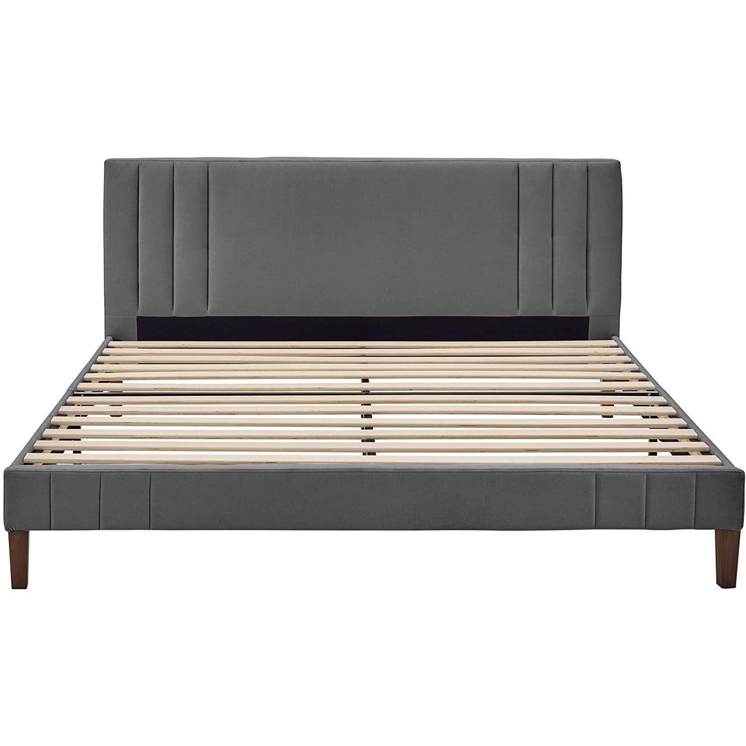 Classic Brands Chicago Tufted Upholstered Platform Bed Frame, King, Light Gray