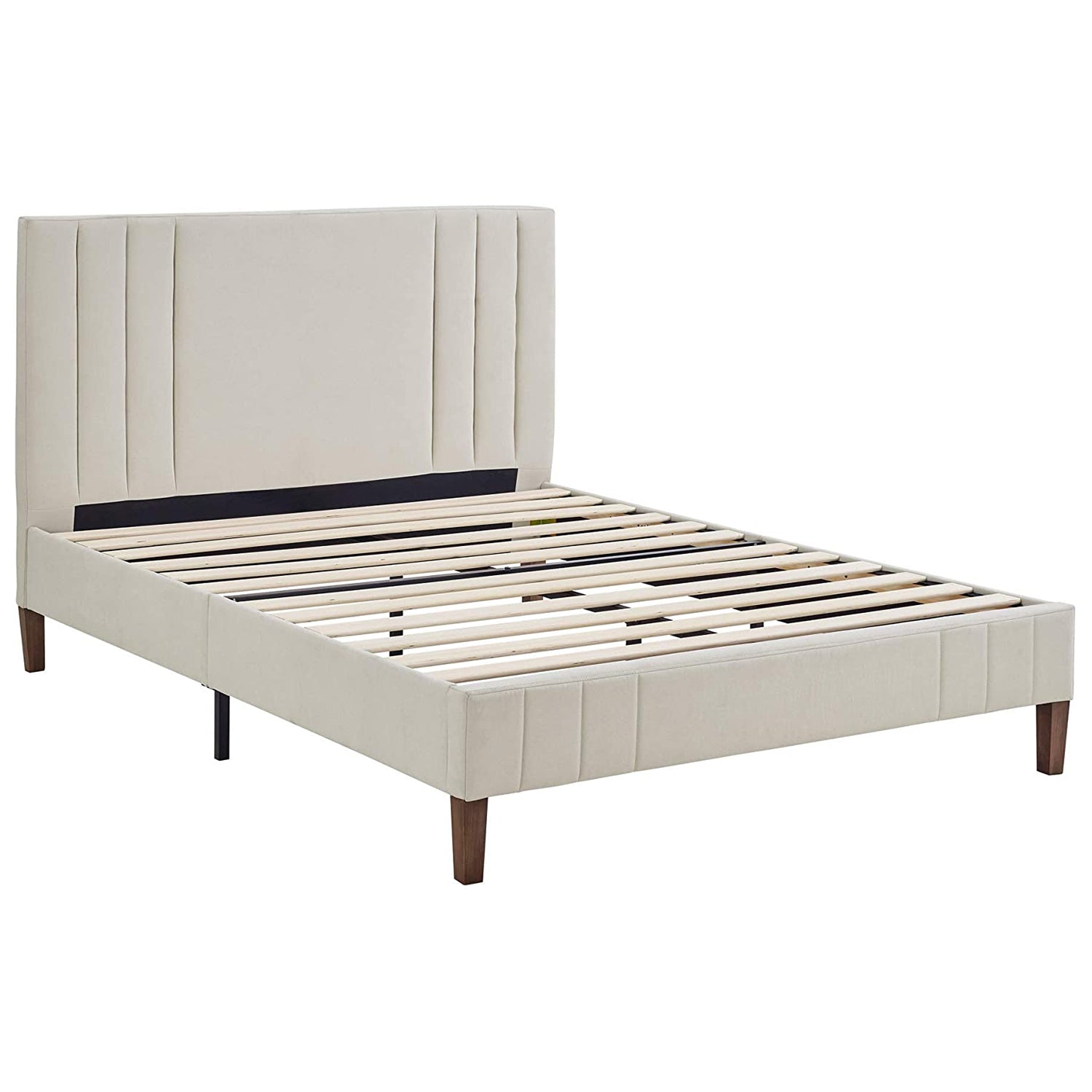 Classic Brands Chicago Tufted Upholstered Wood Platform Bed Frame, Queen, Shell