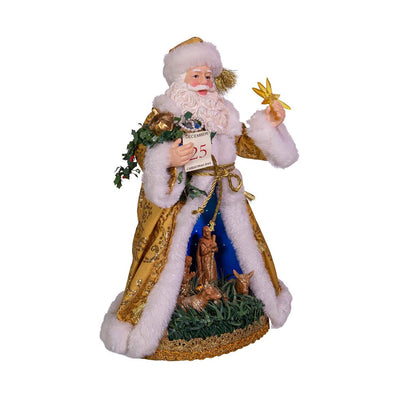 Kurt Adler 11.5 Inch Battery Operated Fabriche Nativity Scene Santa Figurine