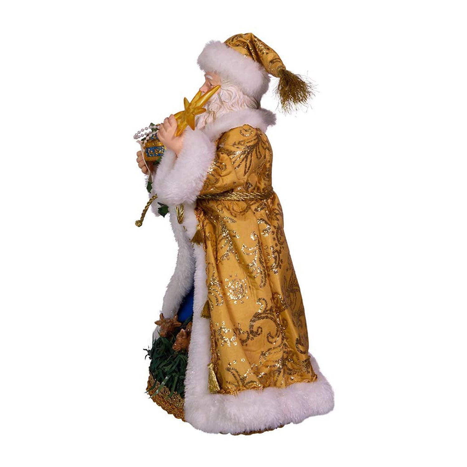Kurt Adler 11.5 Inch Battery Operated Fabriche Nativity Scene Santa Figurine