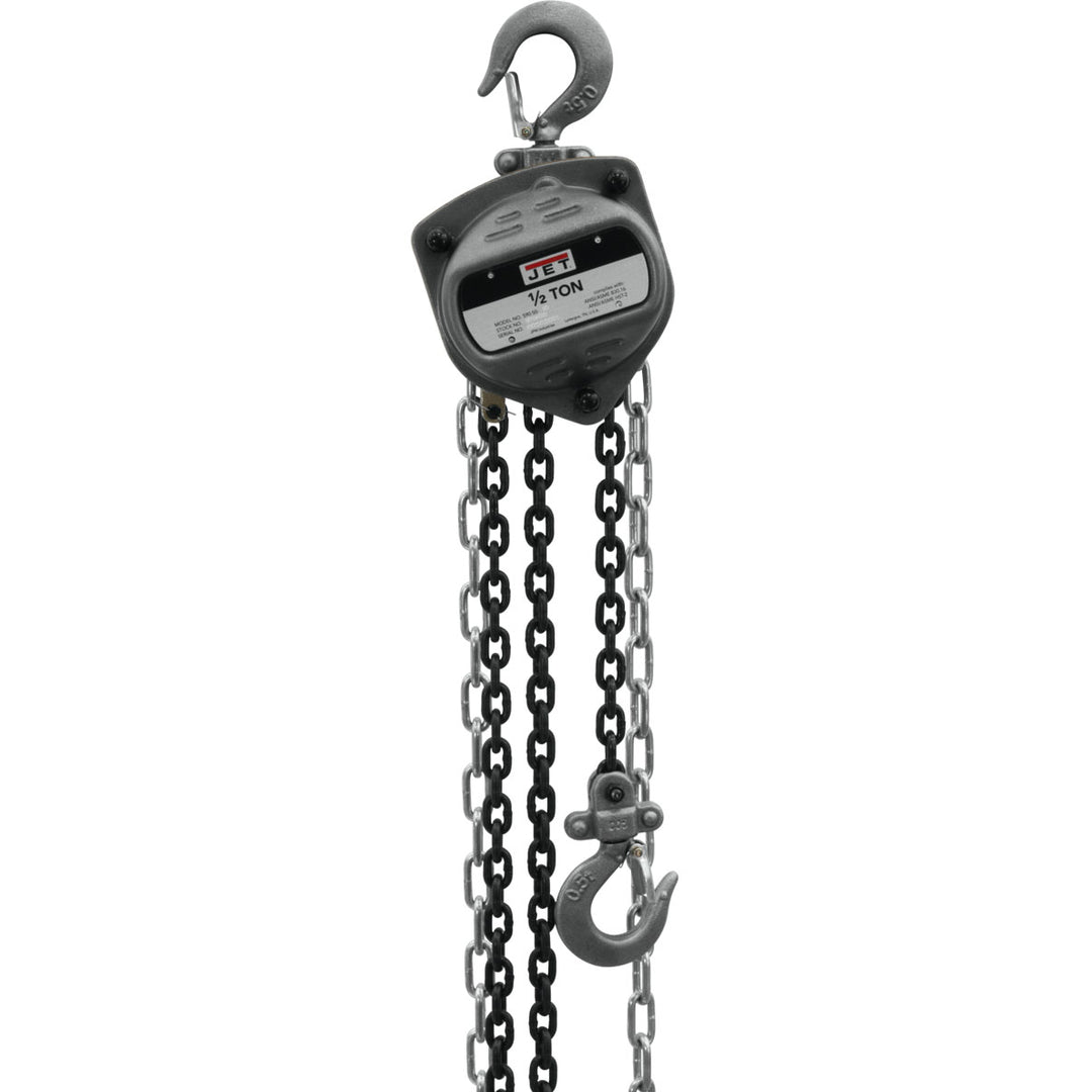 Jet S90-050-10 Contractor 0.5 Ton Hand Chain Hoist with 10 Foot Lift & 2 Hooks - VMInnovations