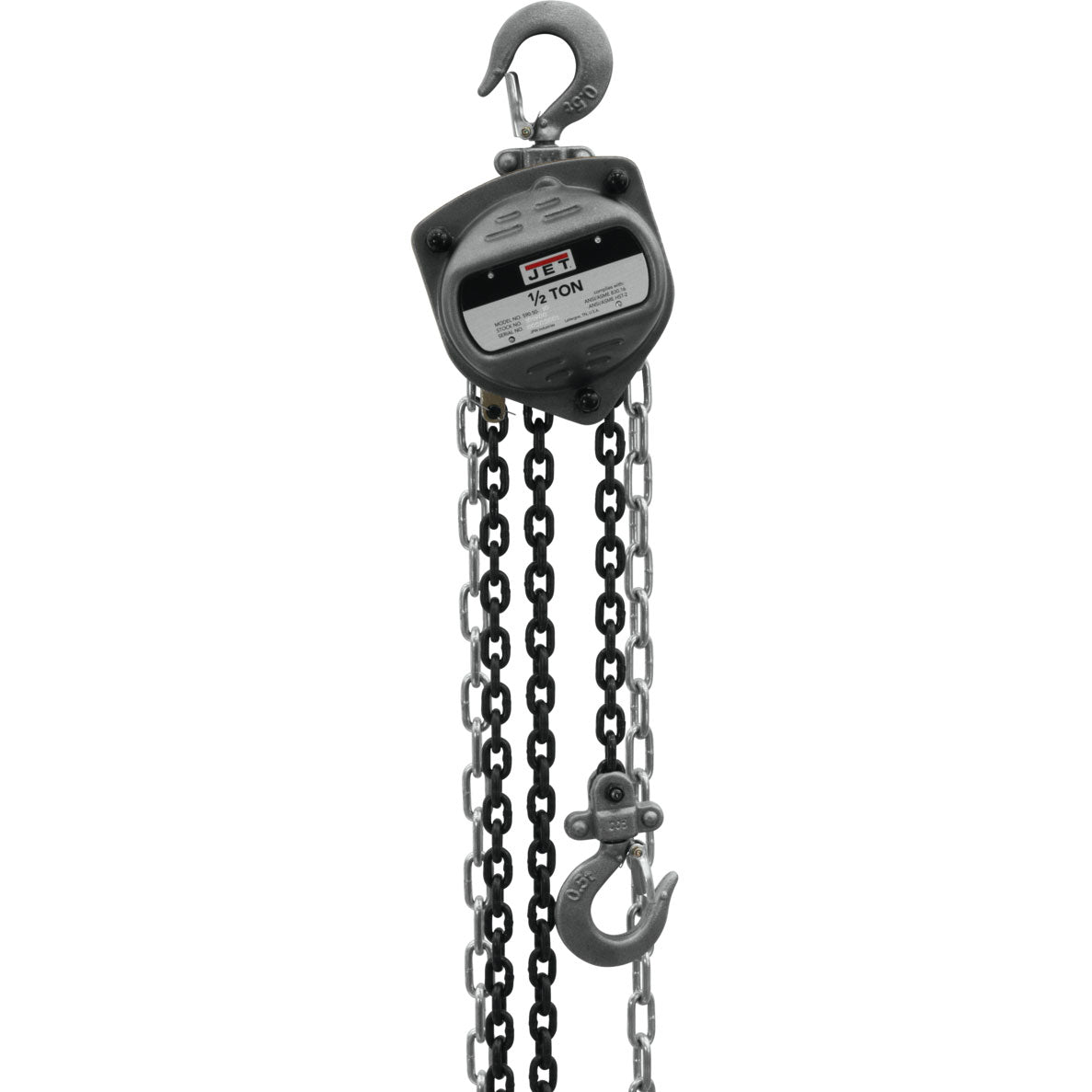 Jet S90-050-10 Contractor 0.5 Ton Hand Chain Hoist with 10 Foot Lift & 2 Hooks - VMInnovations