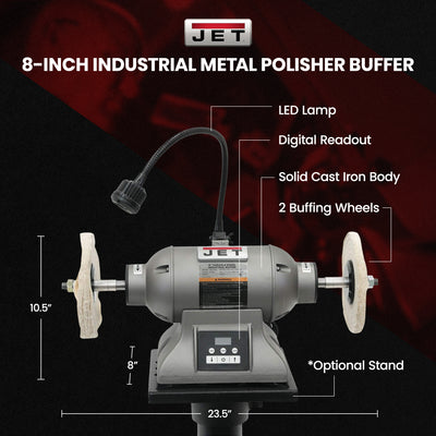 Jet 8 Inch High Speed Electric Industrial Metal Polisher Buffer (Open Box)