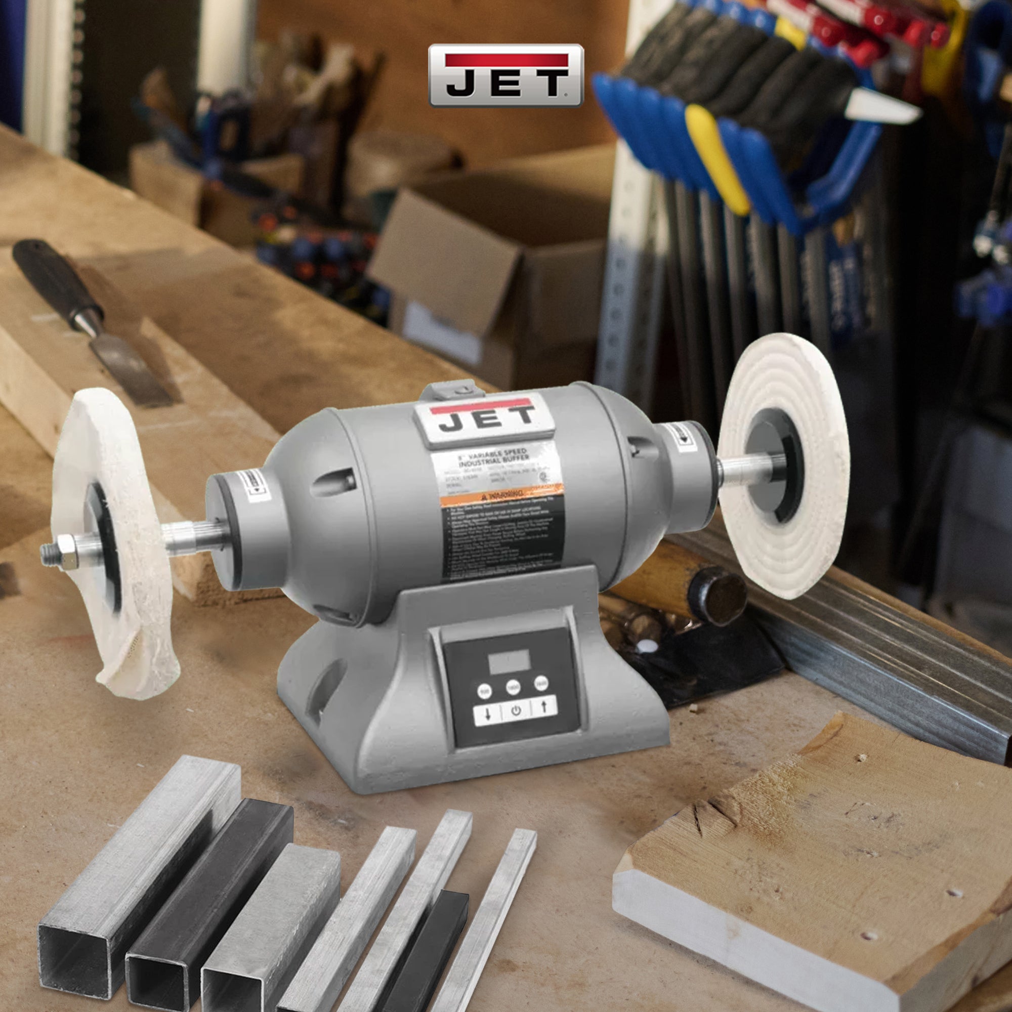 Jet 578218 8 Inch Variable High Speed Electric Industrial Metal Polisher Buffer